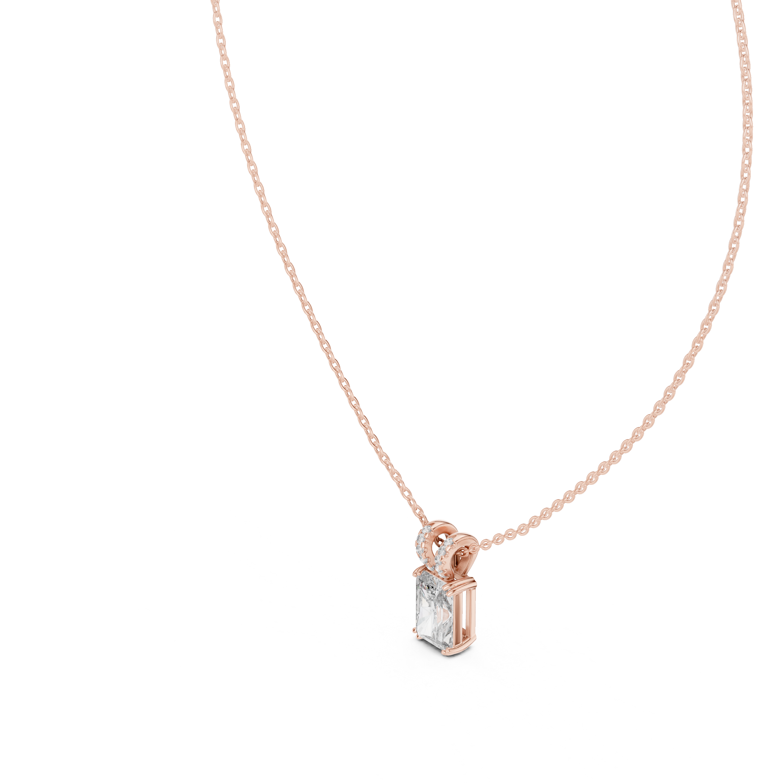 Lock Design Diamond Pendant Necklace in Rose Gold