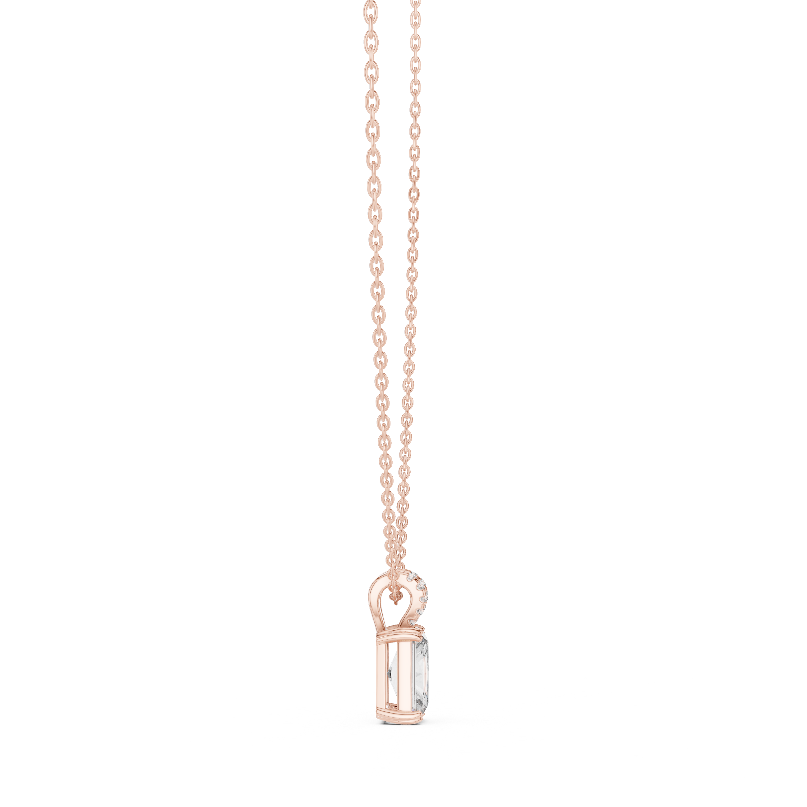 Lock Design Diamond Pendant Necklace in Rose Gold