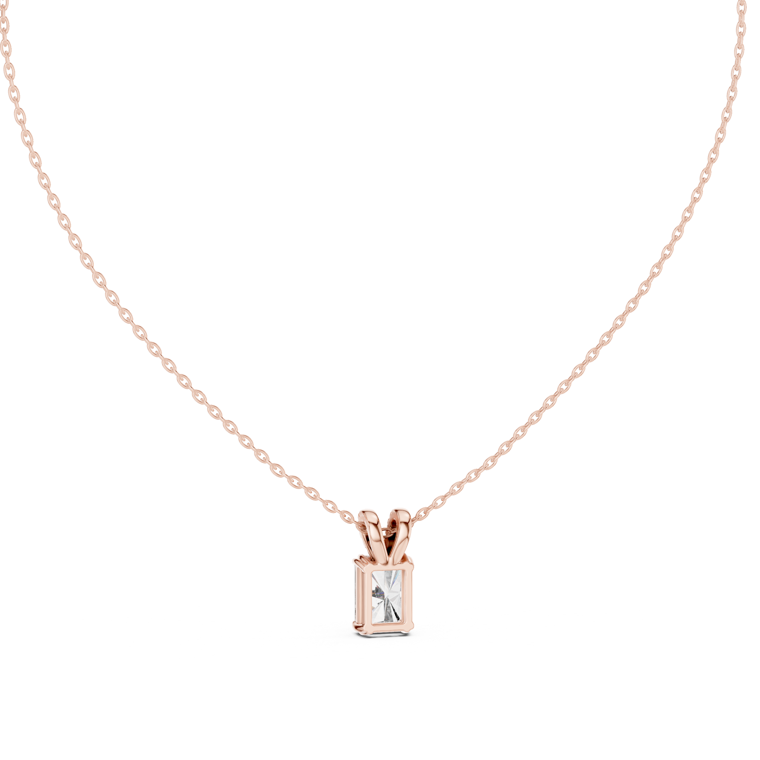 Lock Design Diamond Pendant Necklace in Rose Gold