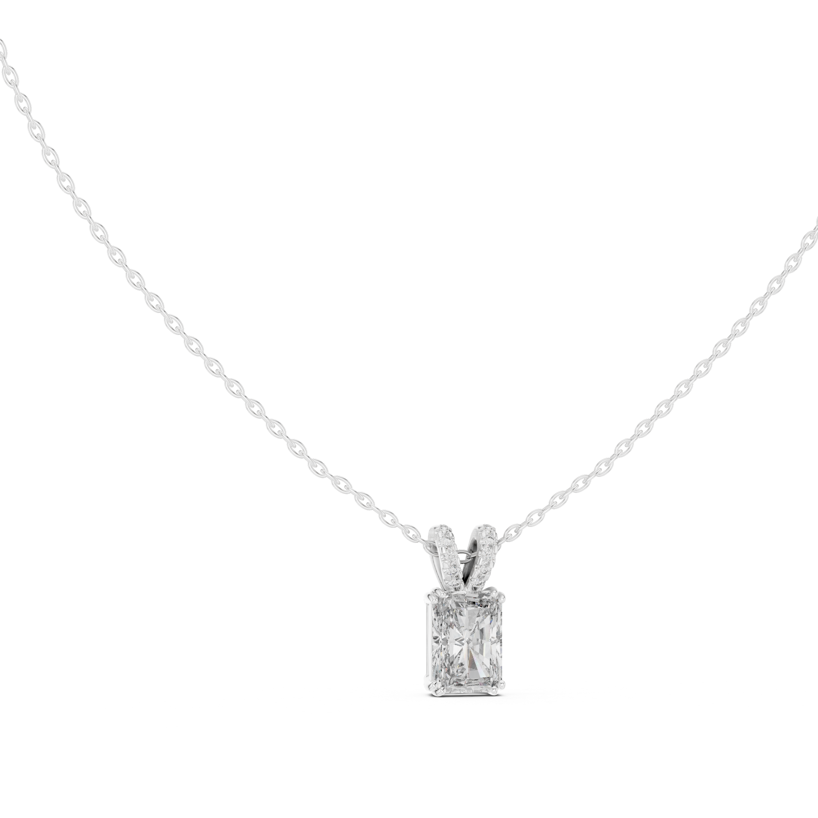 Lock Design Diamond Pendant Necklace in Rose Gold