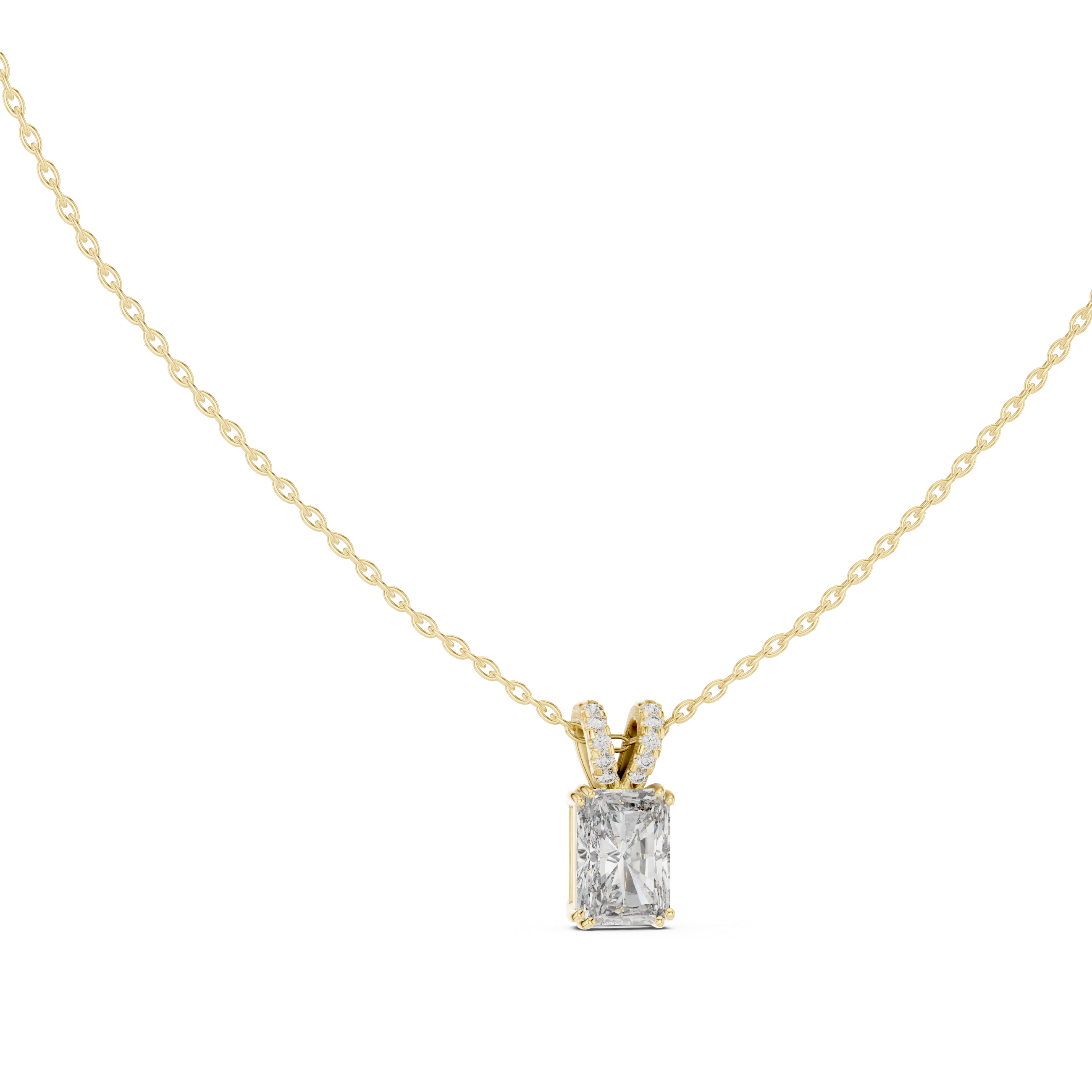 Lock Design Diamond Pendant Necklace in Rose Gold