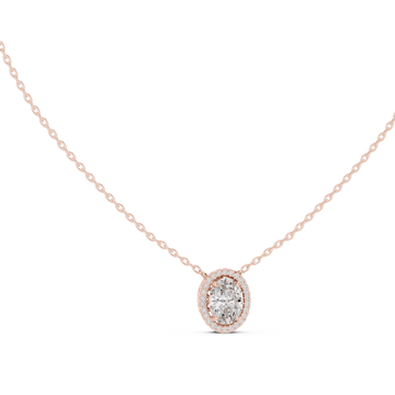 Round Halo Diamond Pendant Necklace in White Gold