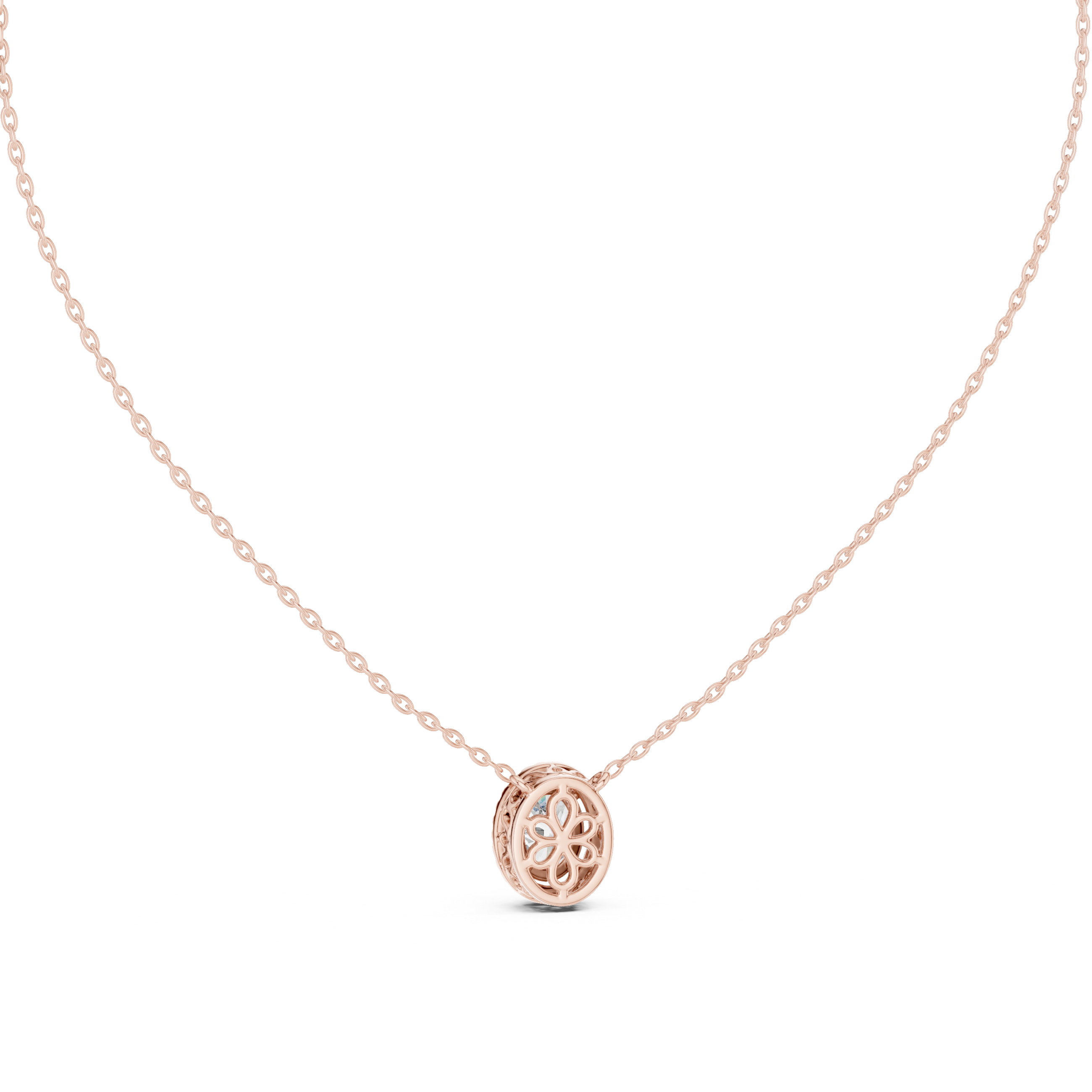 Round Halo Diamond Pendant Necklace in White Gold