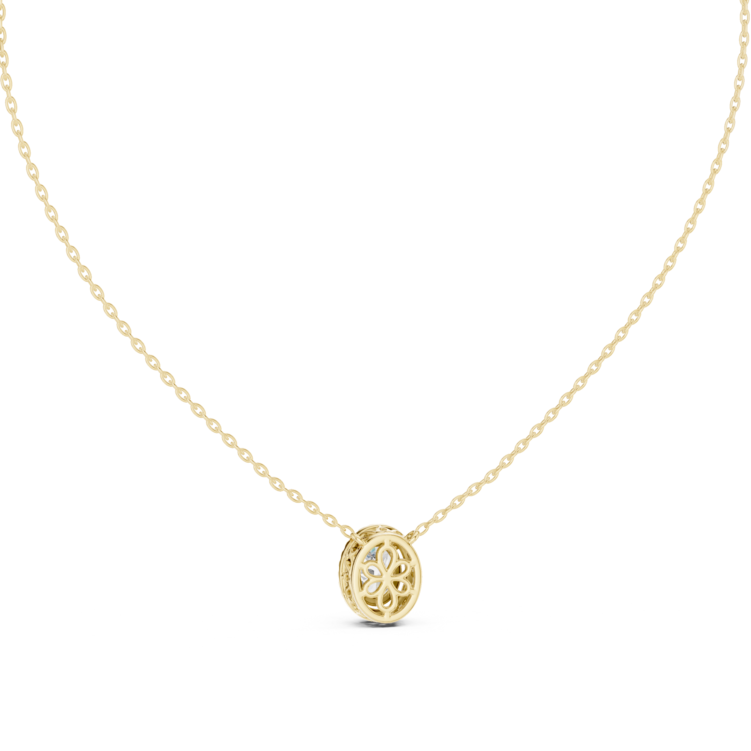 Round Halo Diamond Pendant Necklace in White Gold
