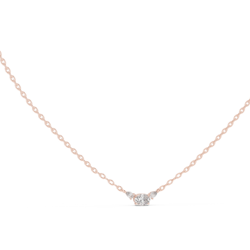 Three Stone Diamond Pendant Necklace in Rose Gold