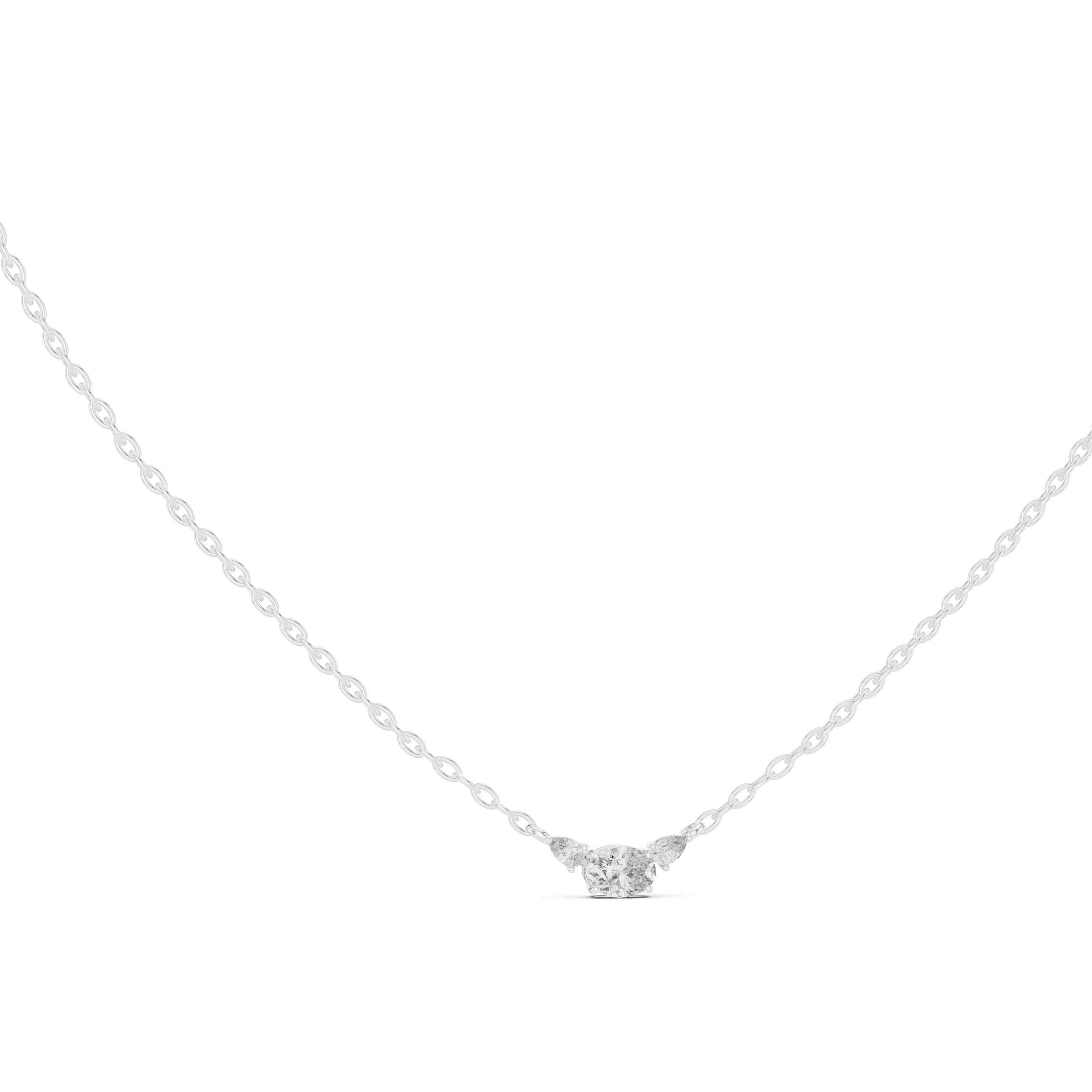 Three Stone Diamond Pendant Necklace in Rose Gold