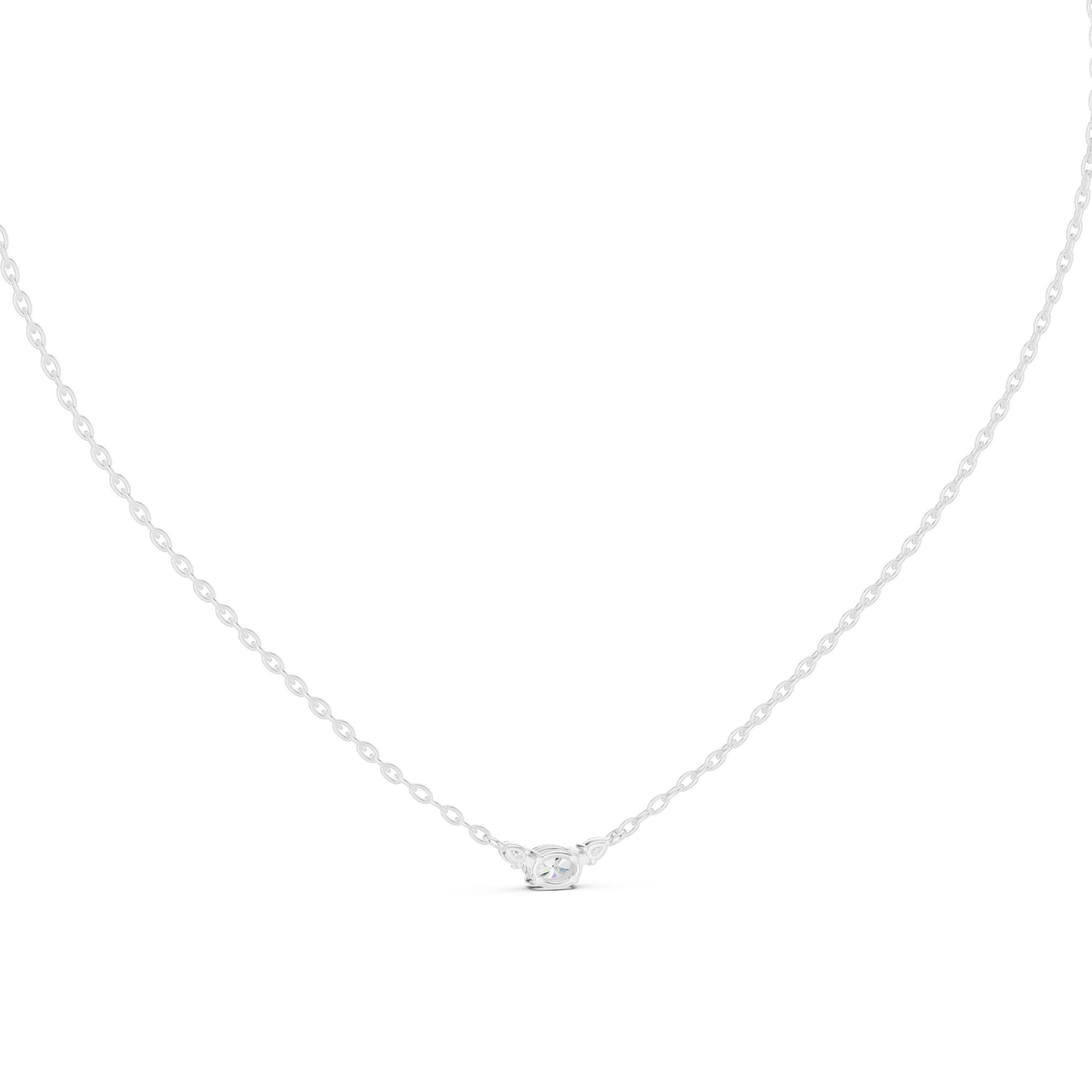 Three Stone Diamond Pendant Necklace in Rose Gold