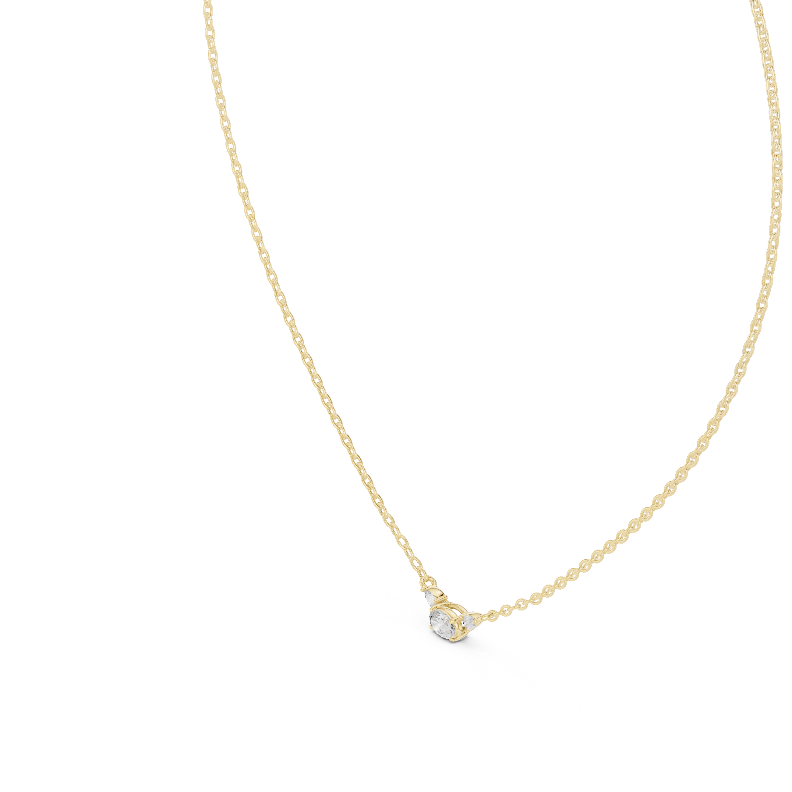Three Stone Diamond Pendant Necklace in Rose Gold