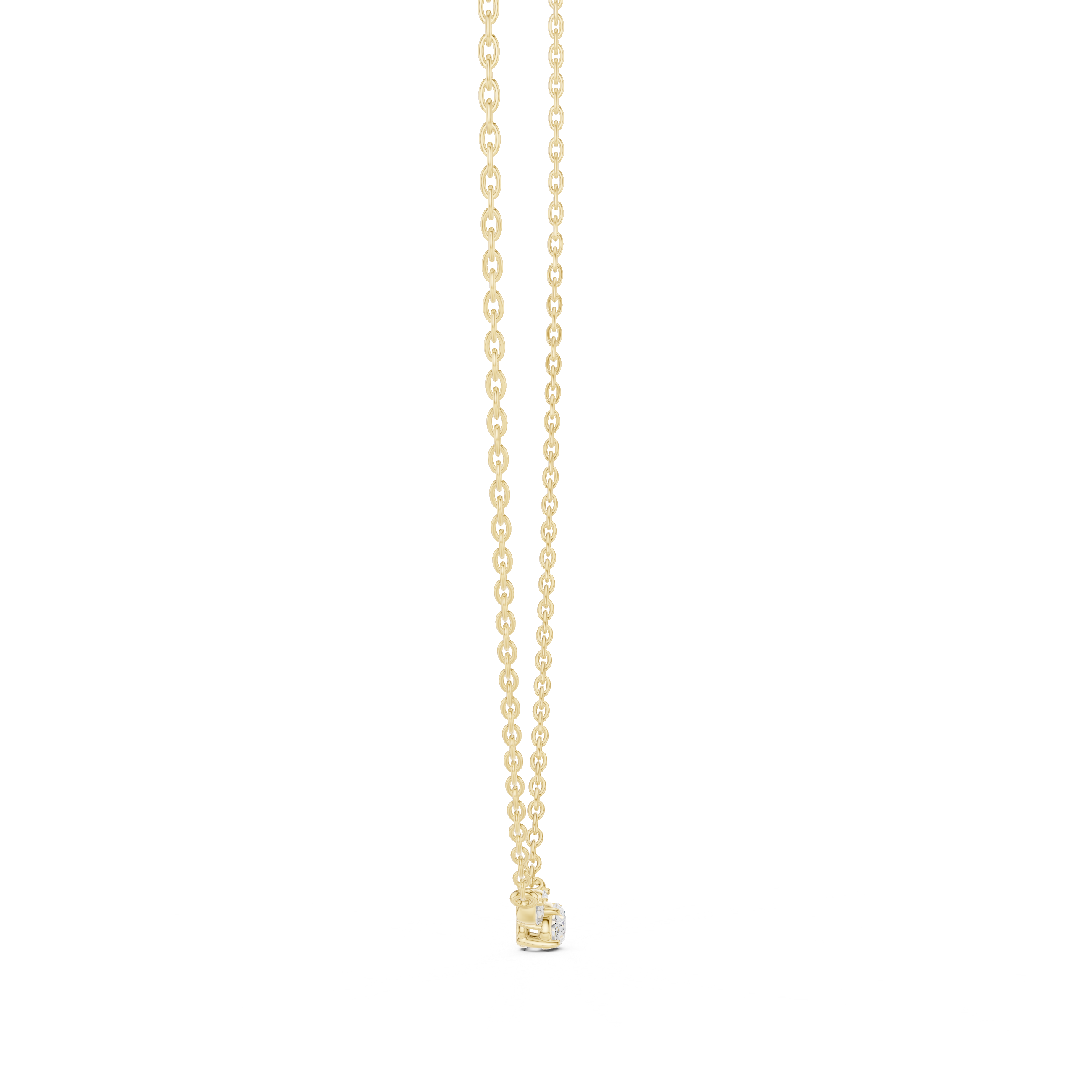 Three Stone Diamond Pendant Necklace in Rose Gold