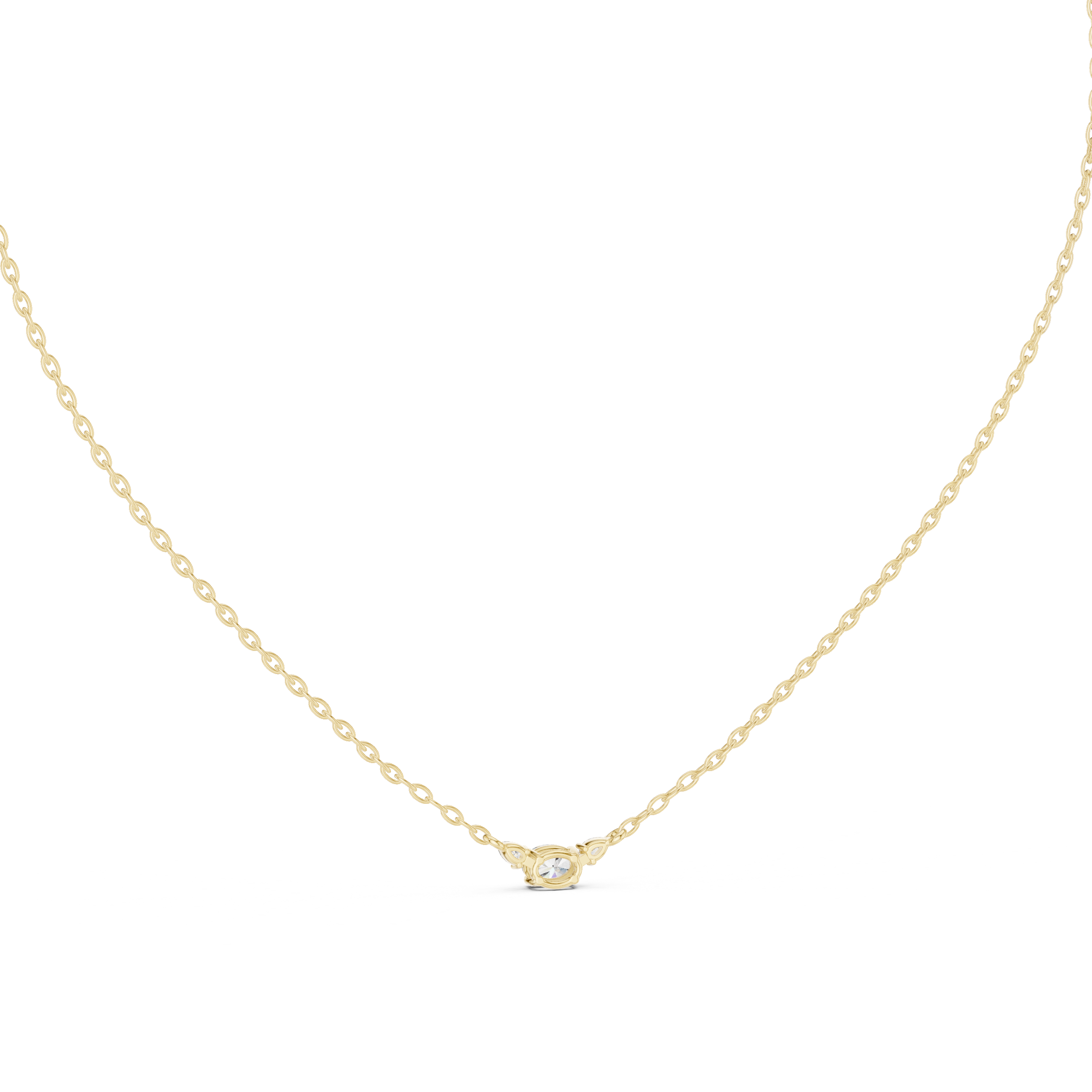 Three Stone Diamond Pendant Necklace in Rose Gold