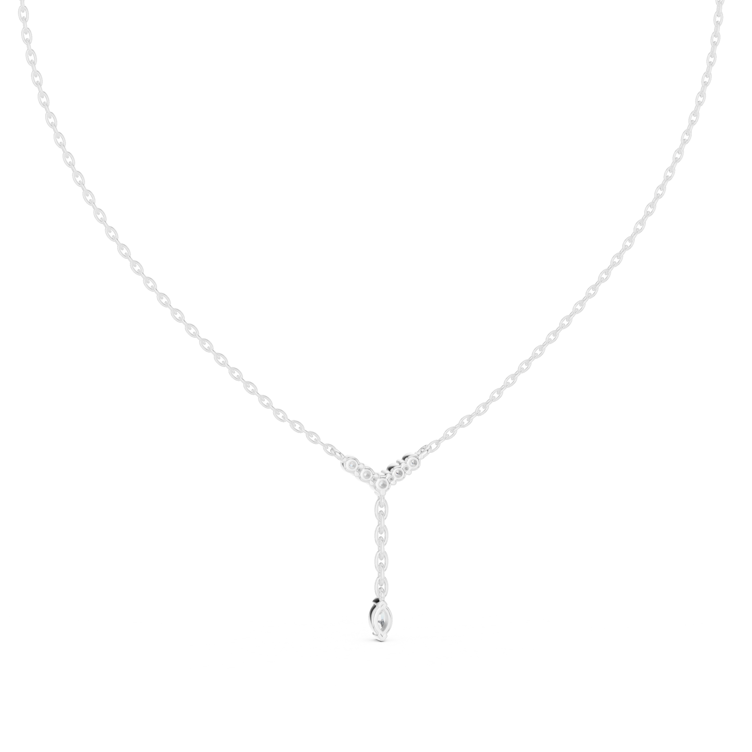 V Shape Diamond Drop Pendant Necklace in Rose Gold