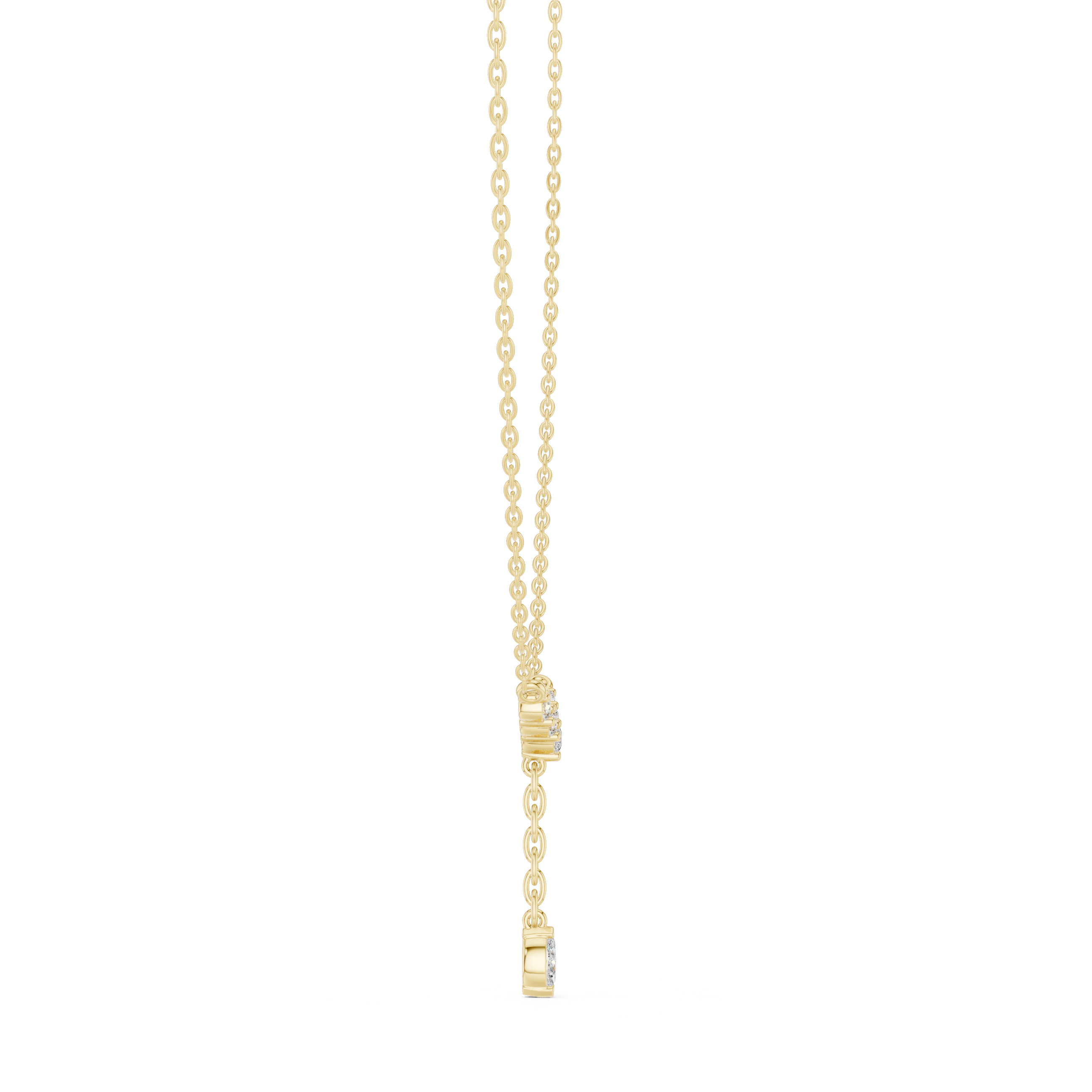 V Shape Diamond Drop Pendant Necklace in Rose Gold