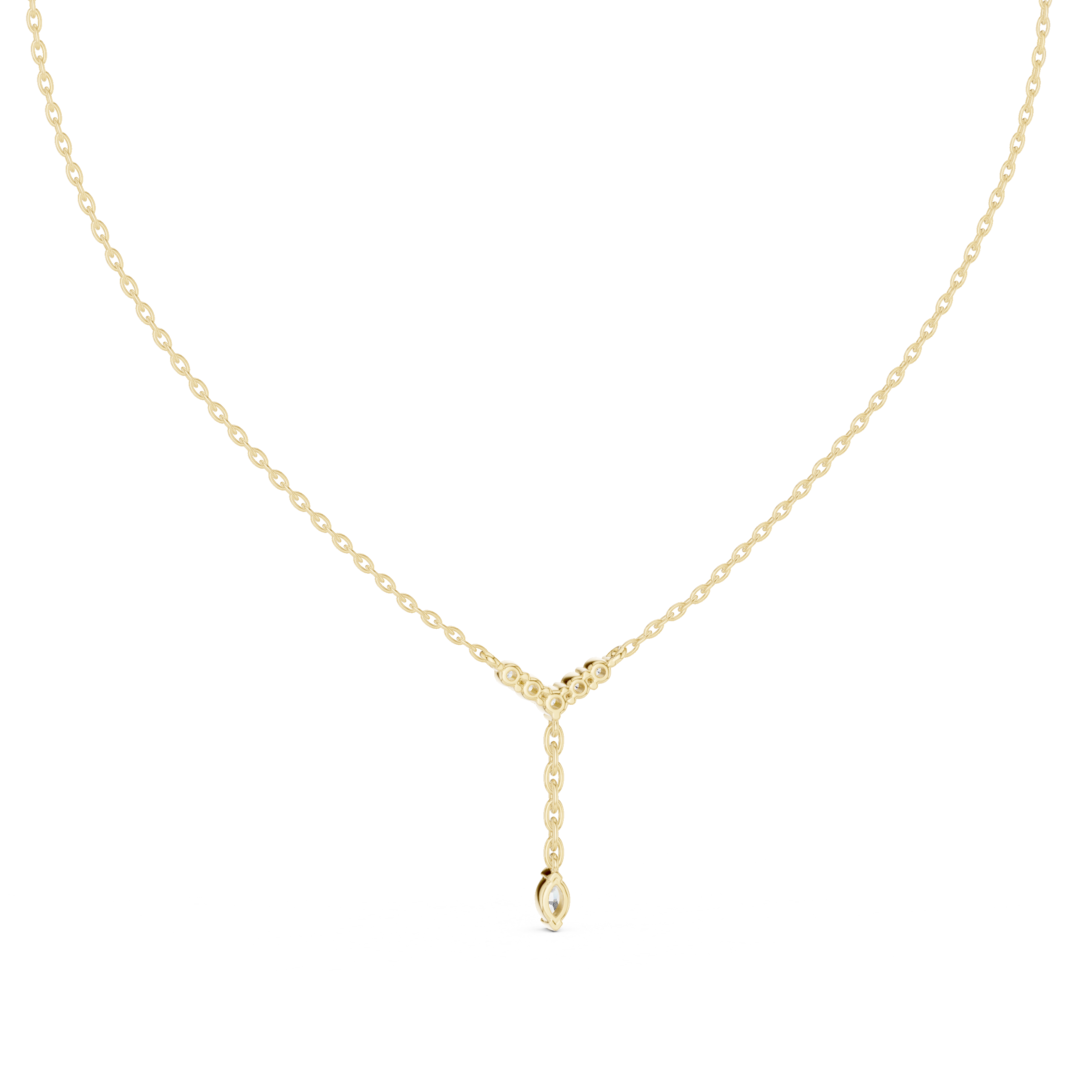 V Shape Diamond Drop Pendant Necklace in Rose Gold