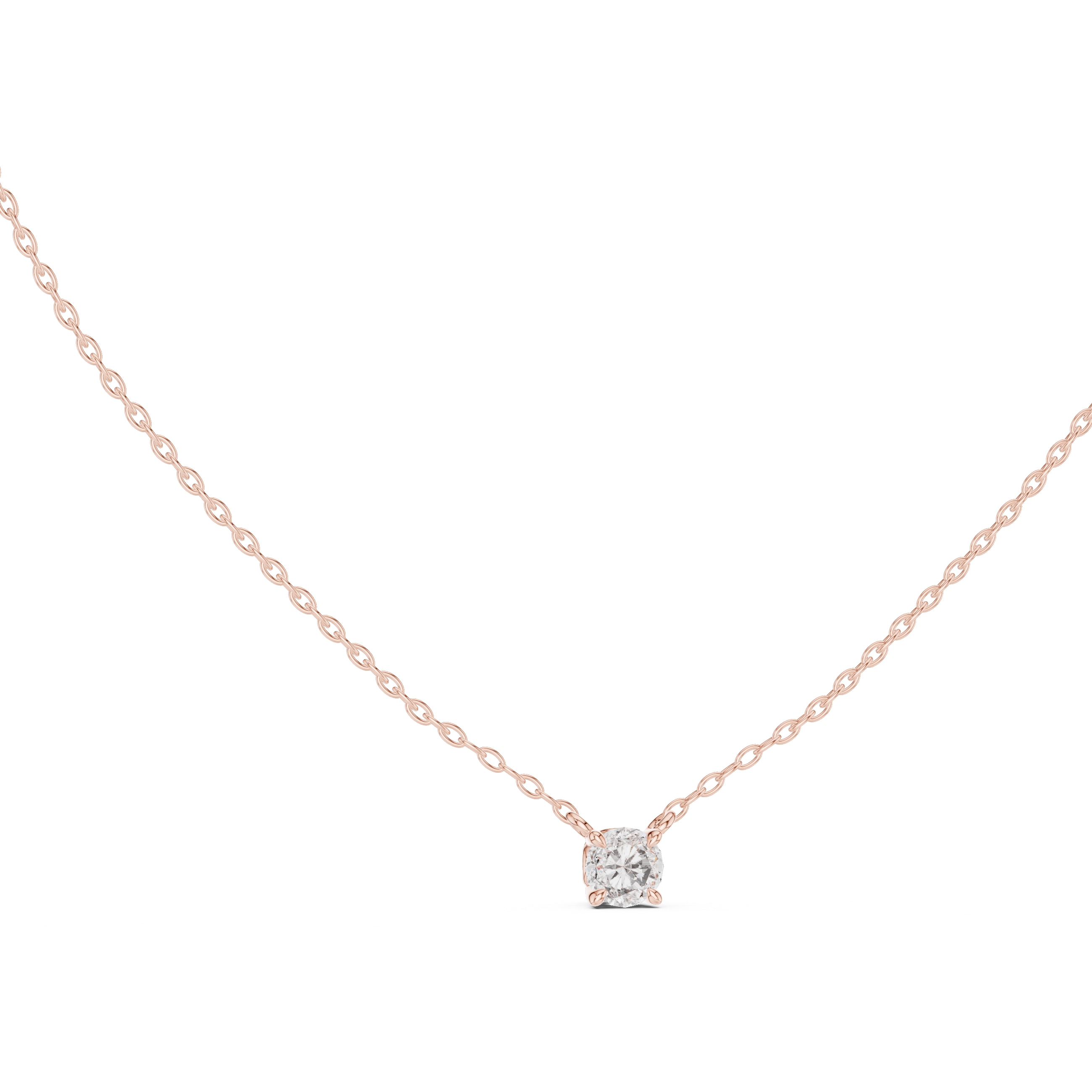 Minimal Round Solitaire Diamond Pendant Necklace in Rose Gold