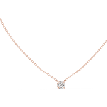 Minimal Round Solitaire Diamond Pendant Necklace in Rose Gold