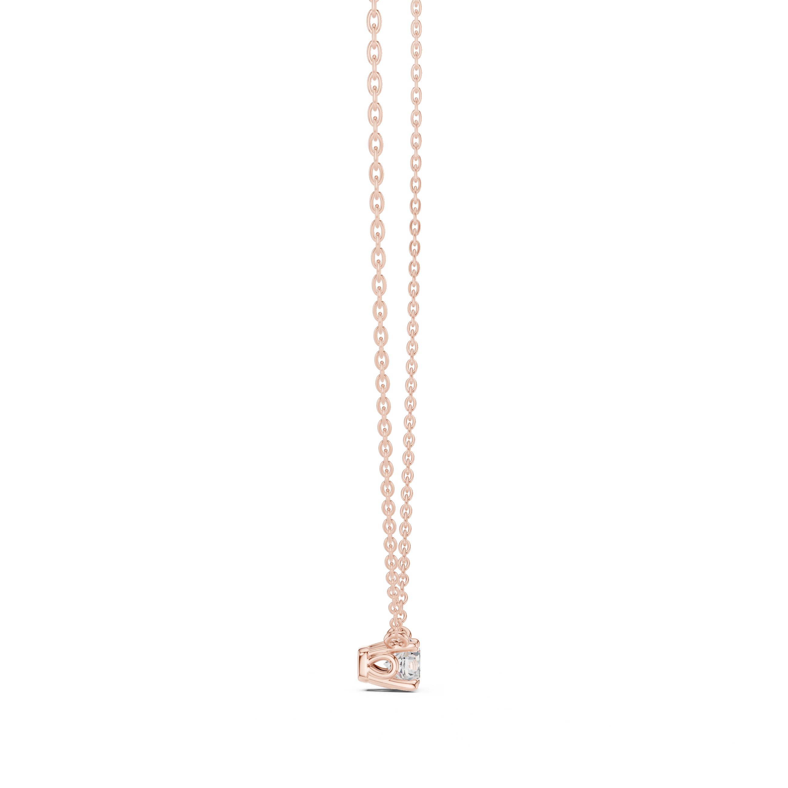 Minimal Round Solitaire Diamond Pendant Necklace in Rose Gold