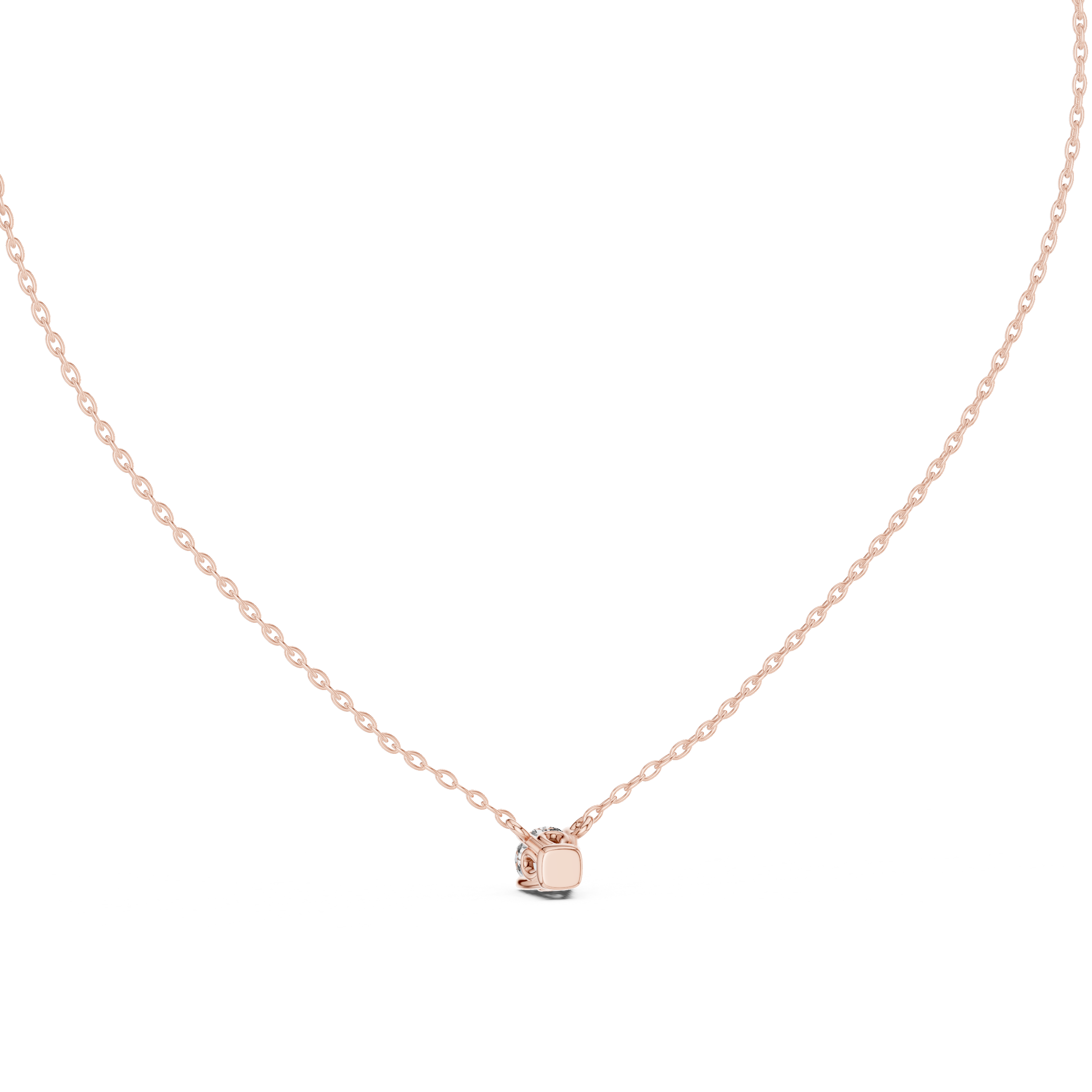 Minimal Round Solitaire Diamond Pendant Necklace in Rose Gold