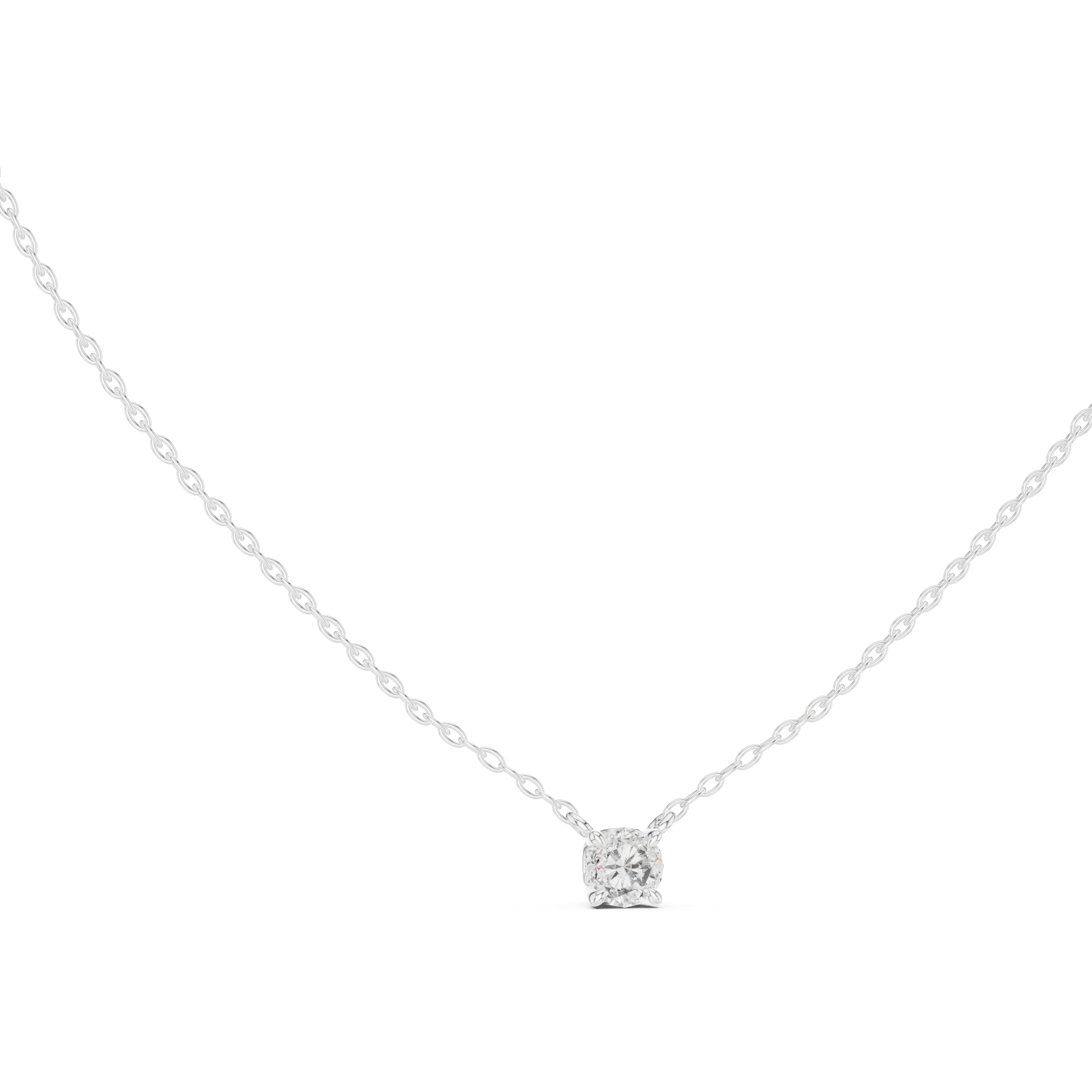 Minimal Round Solitaire Diamond Pendant Necklace in Rose Gold