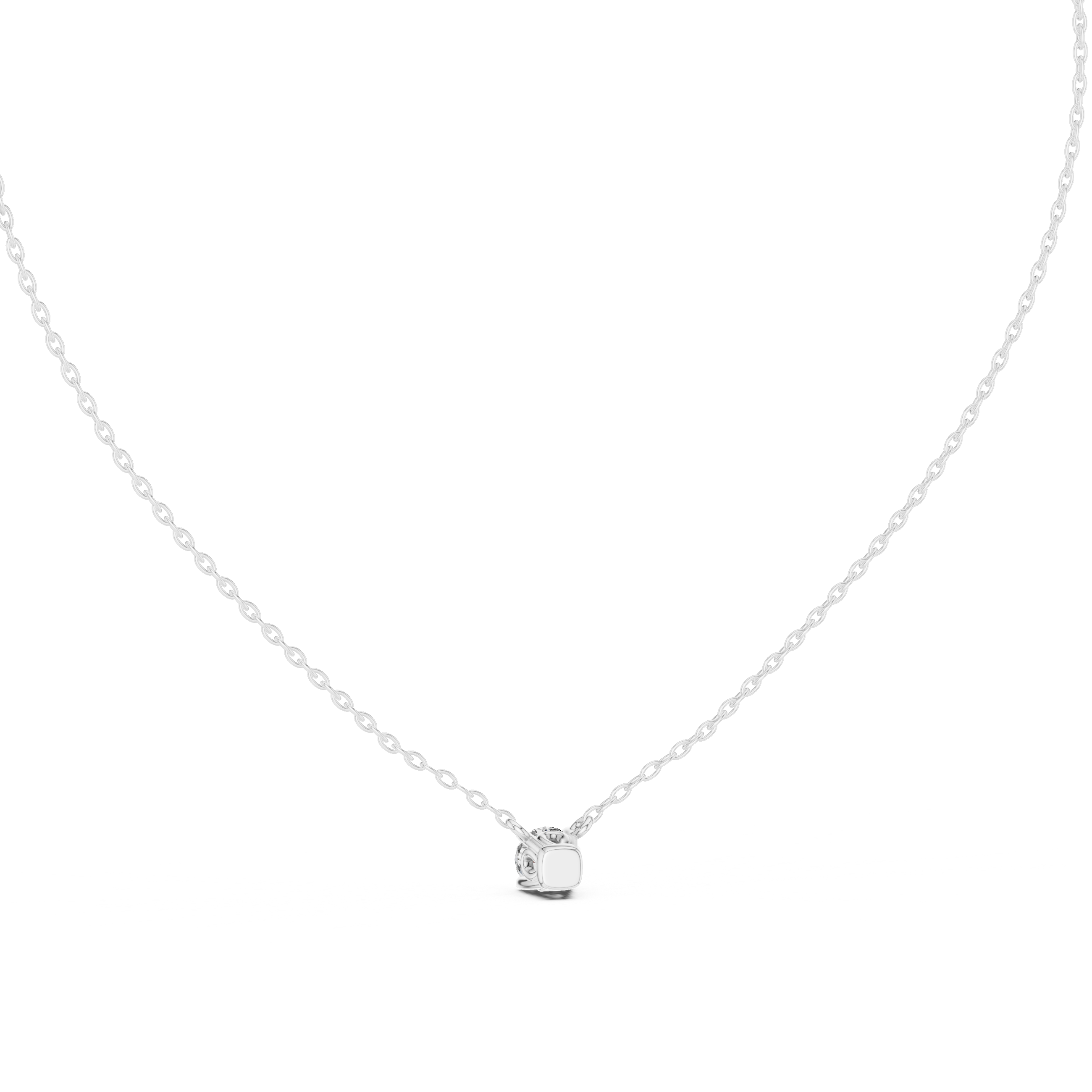 Minimal Round Solitaire Diamond Pendant Necklace in Rose Gold