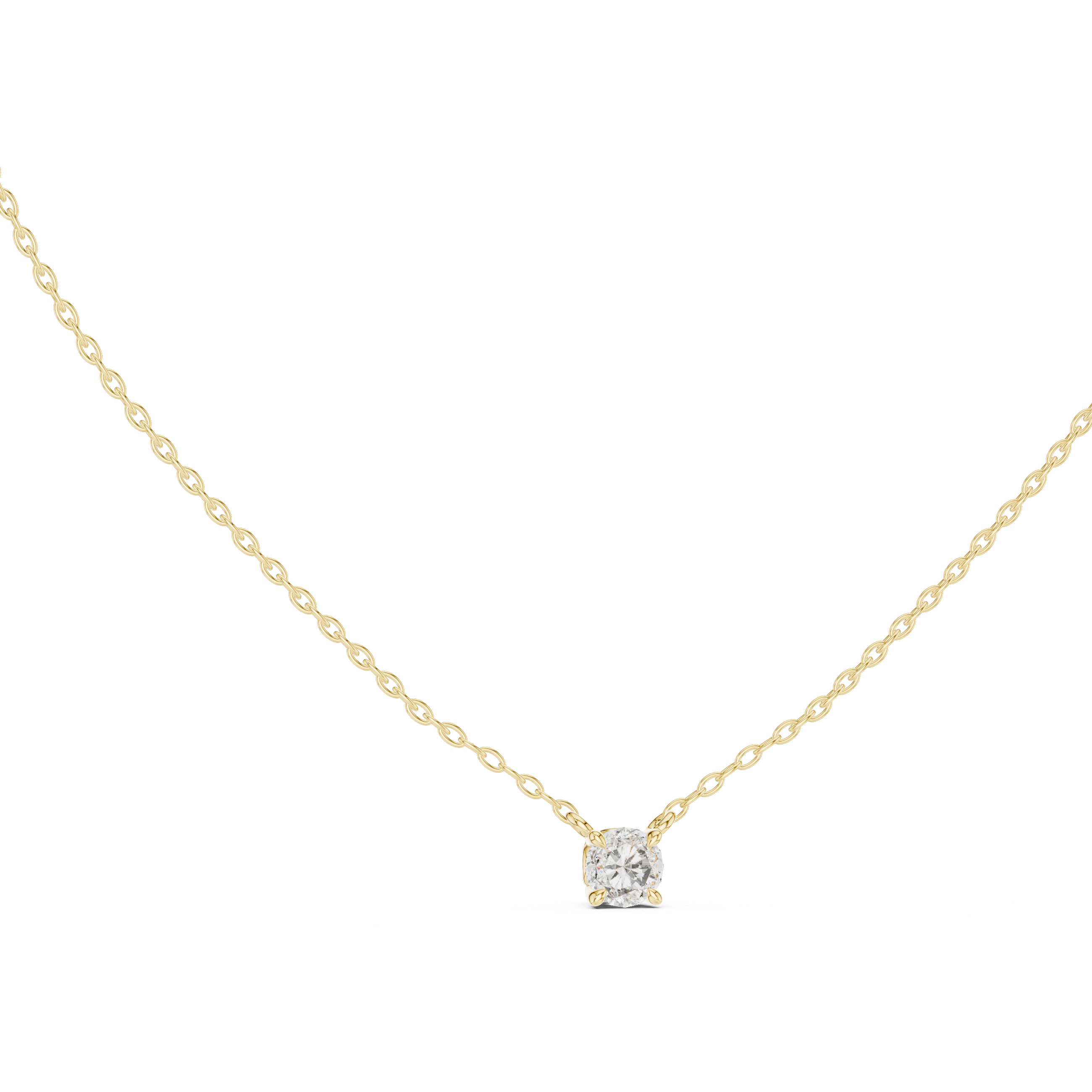Minimal Round Solitaire Diamond Pendant Necklace in Rose Gold