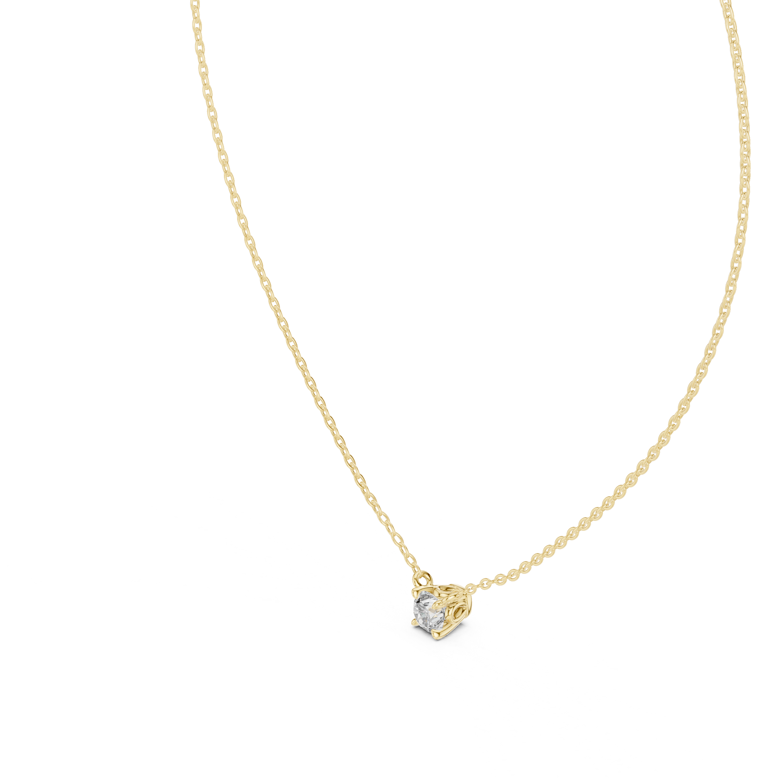 Minimal Round Solitaire Diamond Pendant Necklace in Rose Gold