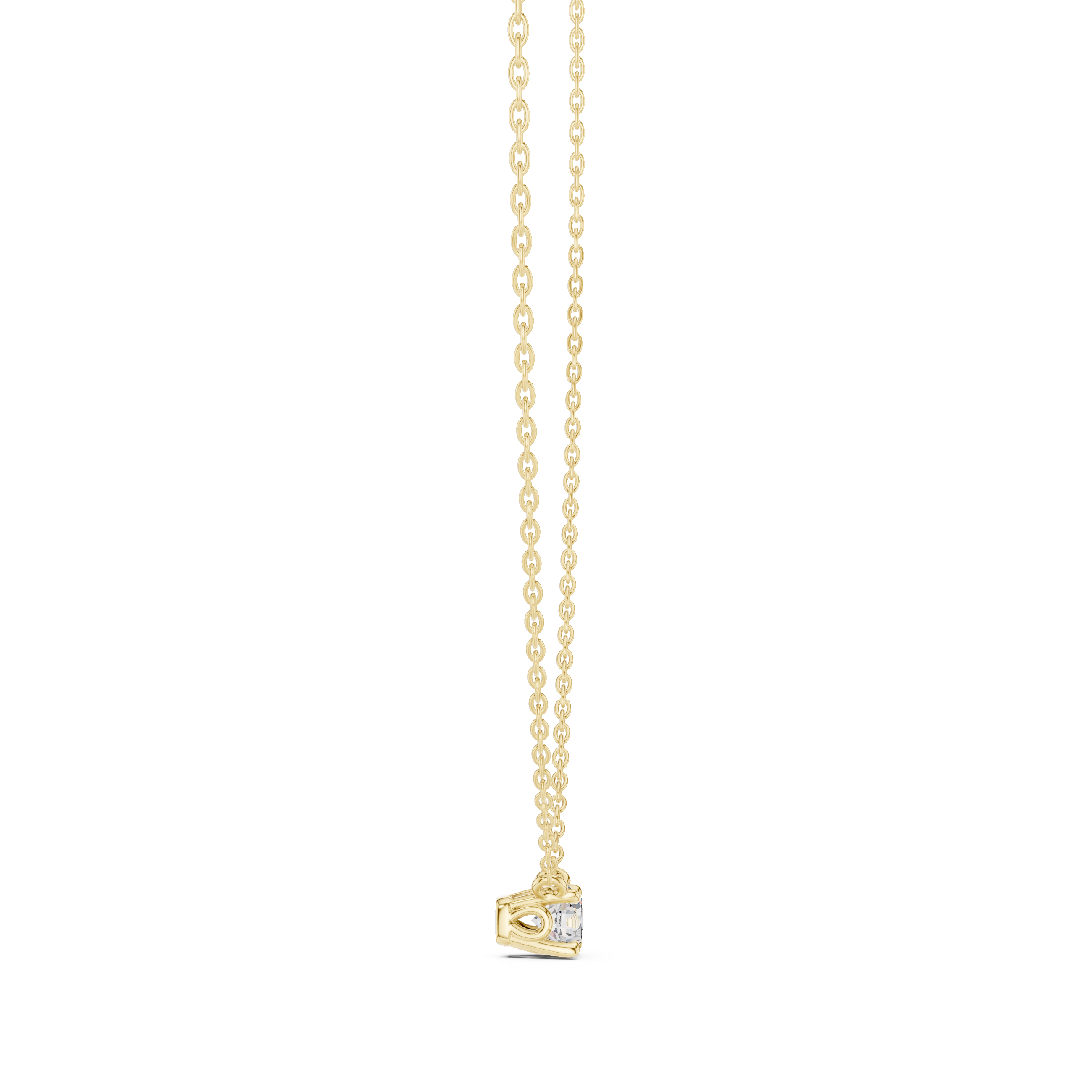 Minimal Round Solitaire Diamond Pendant Necklace in Rose Gold