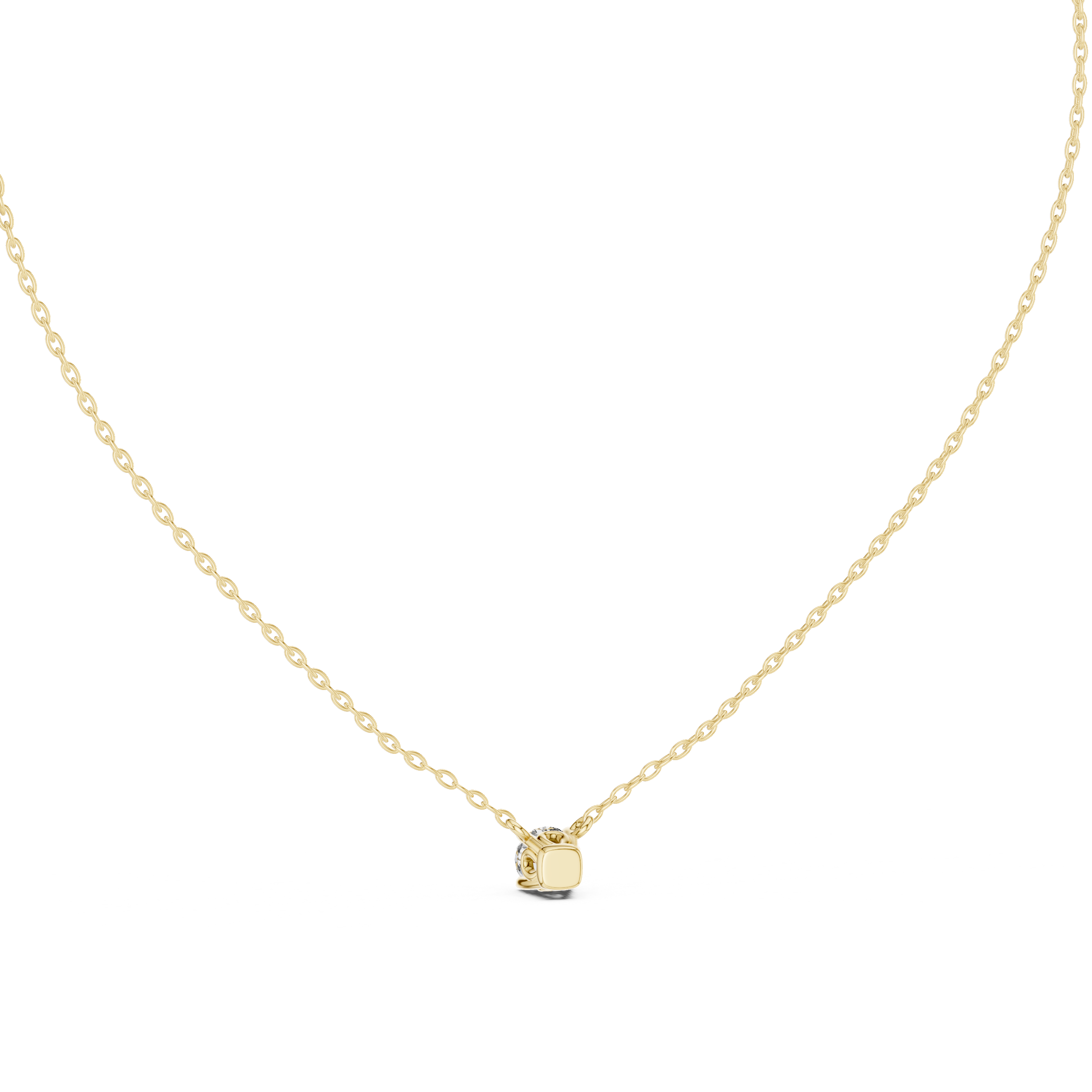 Minimal Round Solitaire Diamond Pendant Necklace in Rose Gold