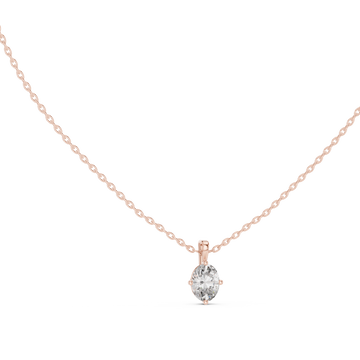 Oval Cut Solitaire Diamond Pendant Necklace in Rose Gold