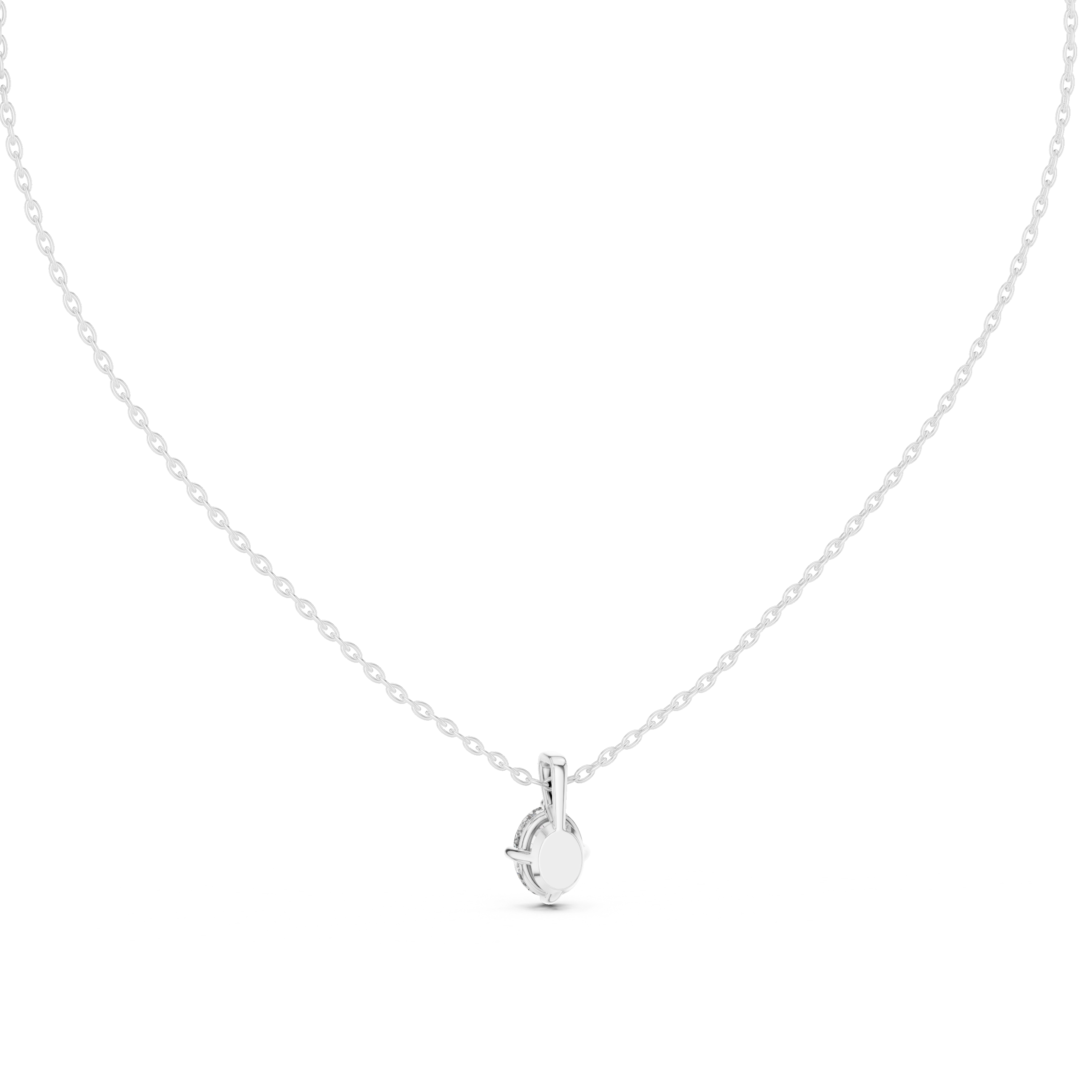 Oval Cut Solitaire Diamond Pendant Necklace in Rose Gold