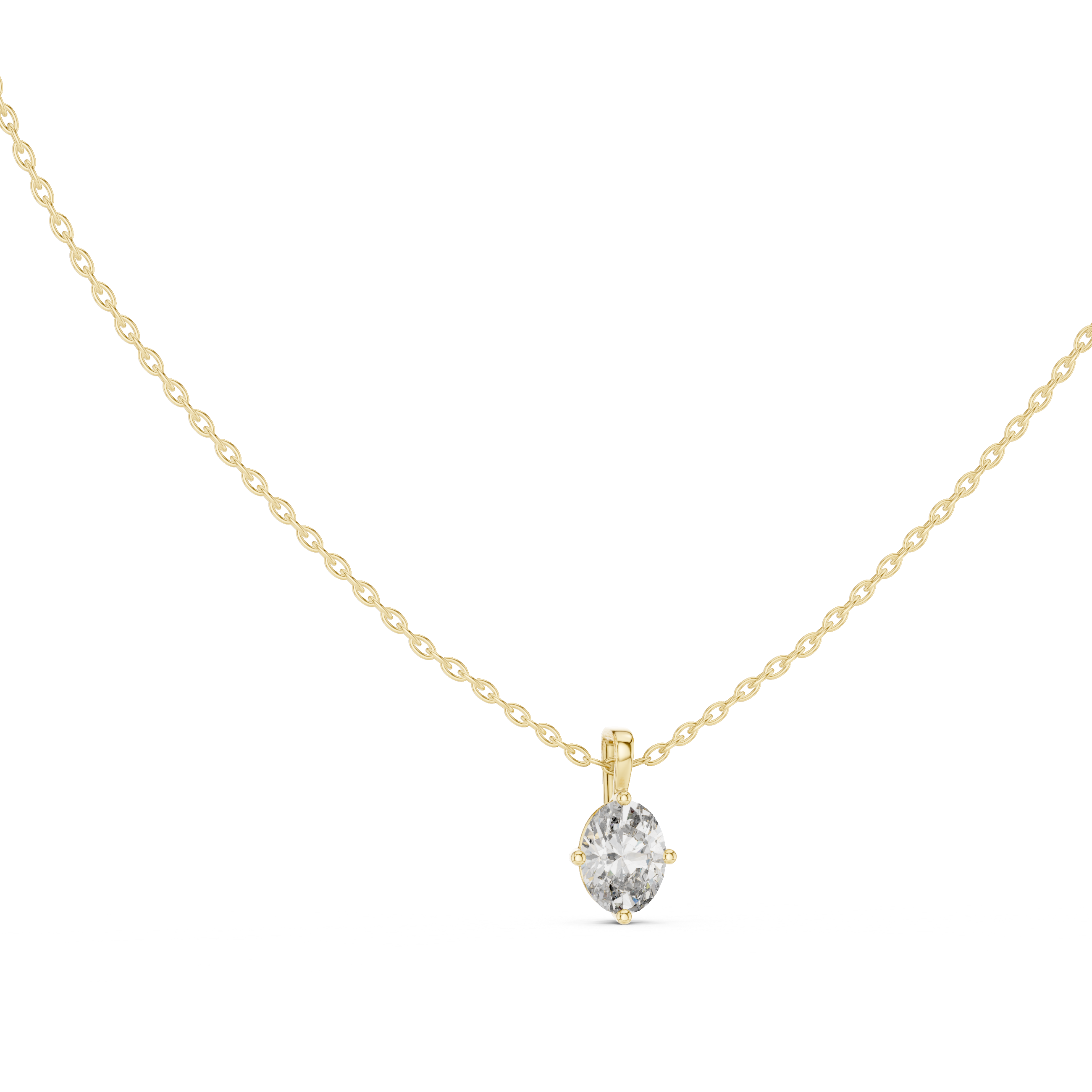 Oval Cut Solitaire Diamond Pendant Necklace in Rose Gold
