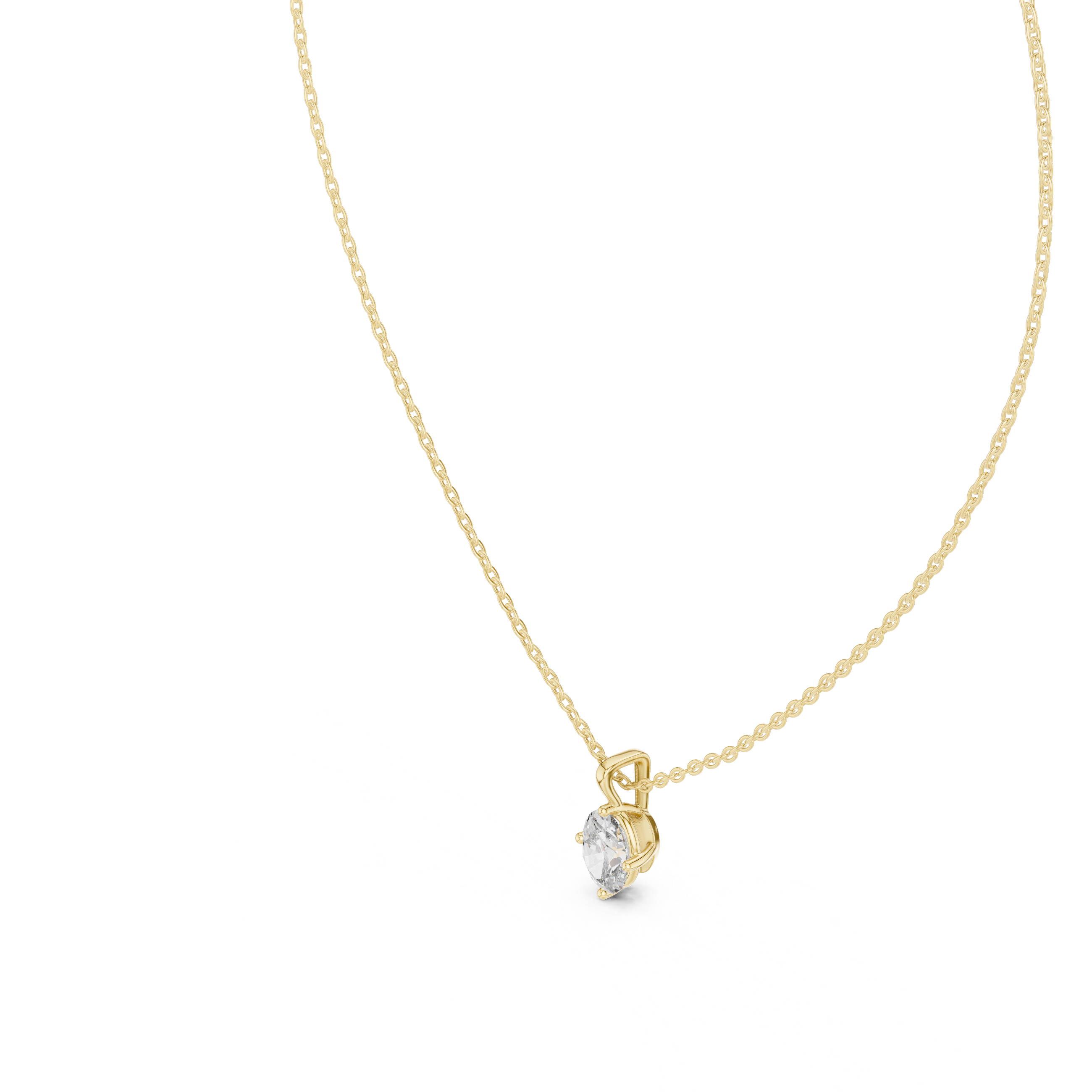 Oval Cut Solitaire Diamond Pendant Necklace in Rose Gold