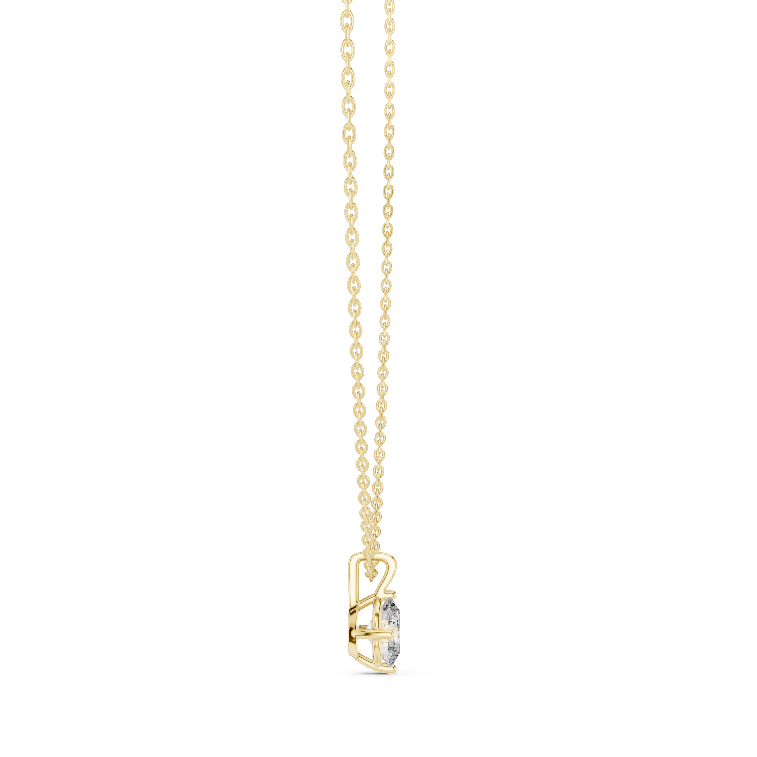 Oval Cut Solitaire Diamond Pendant Necklace in Rose Gold