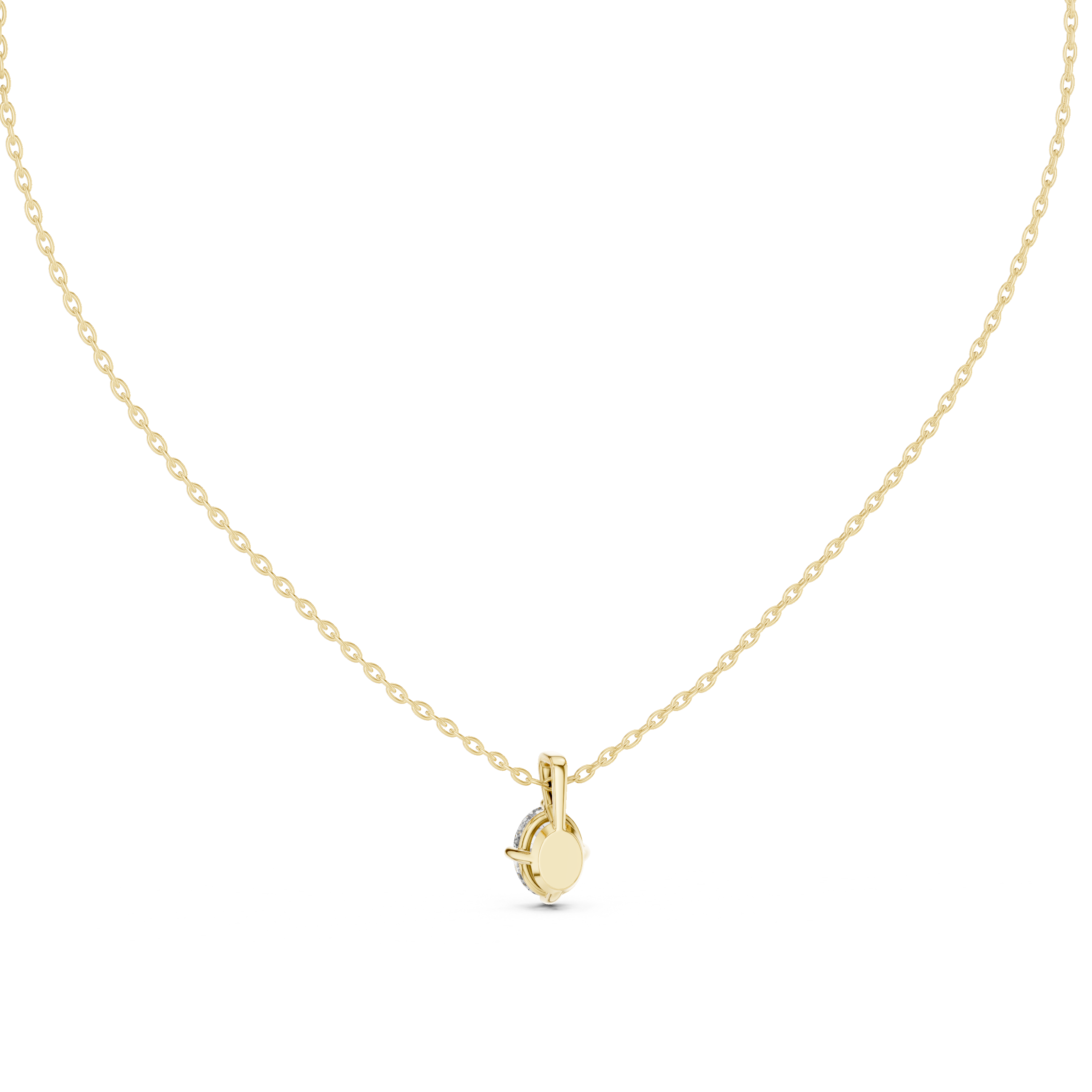 Oval Cut Solitaire Diamond Pendant Necklace in Rose Gold