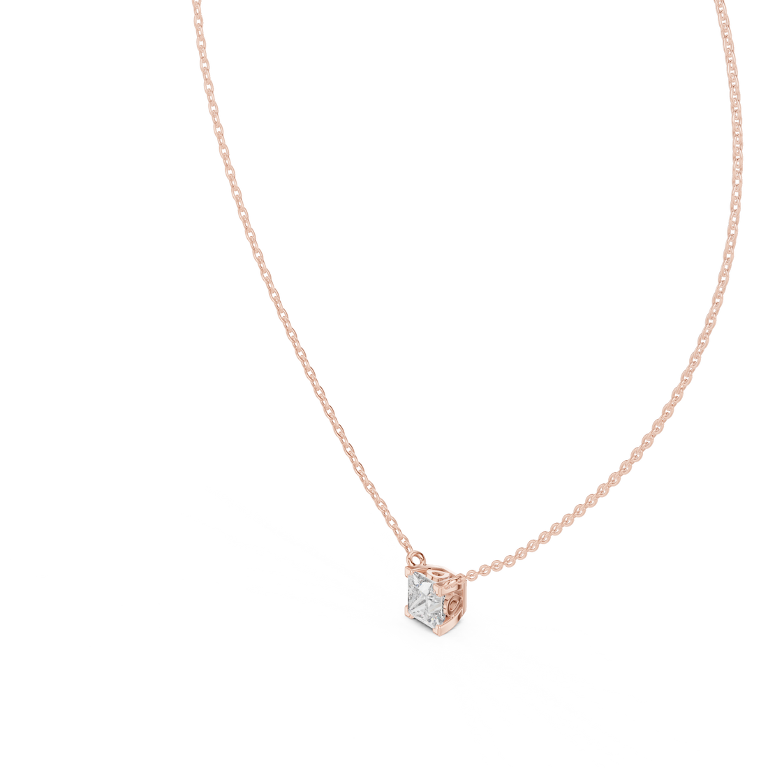 Modern Geometric Diamond Pendant Necklace in Rose Gold