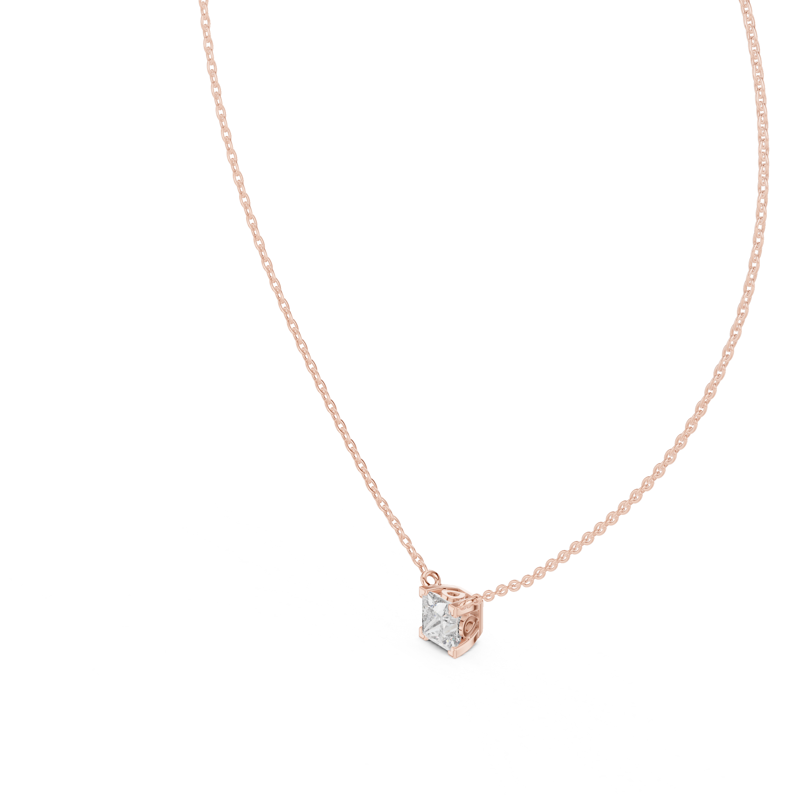 Modern Geometric Diamond Pendant Necklace in Rose Gold