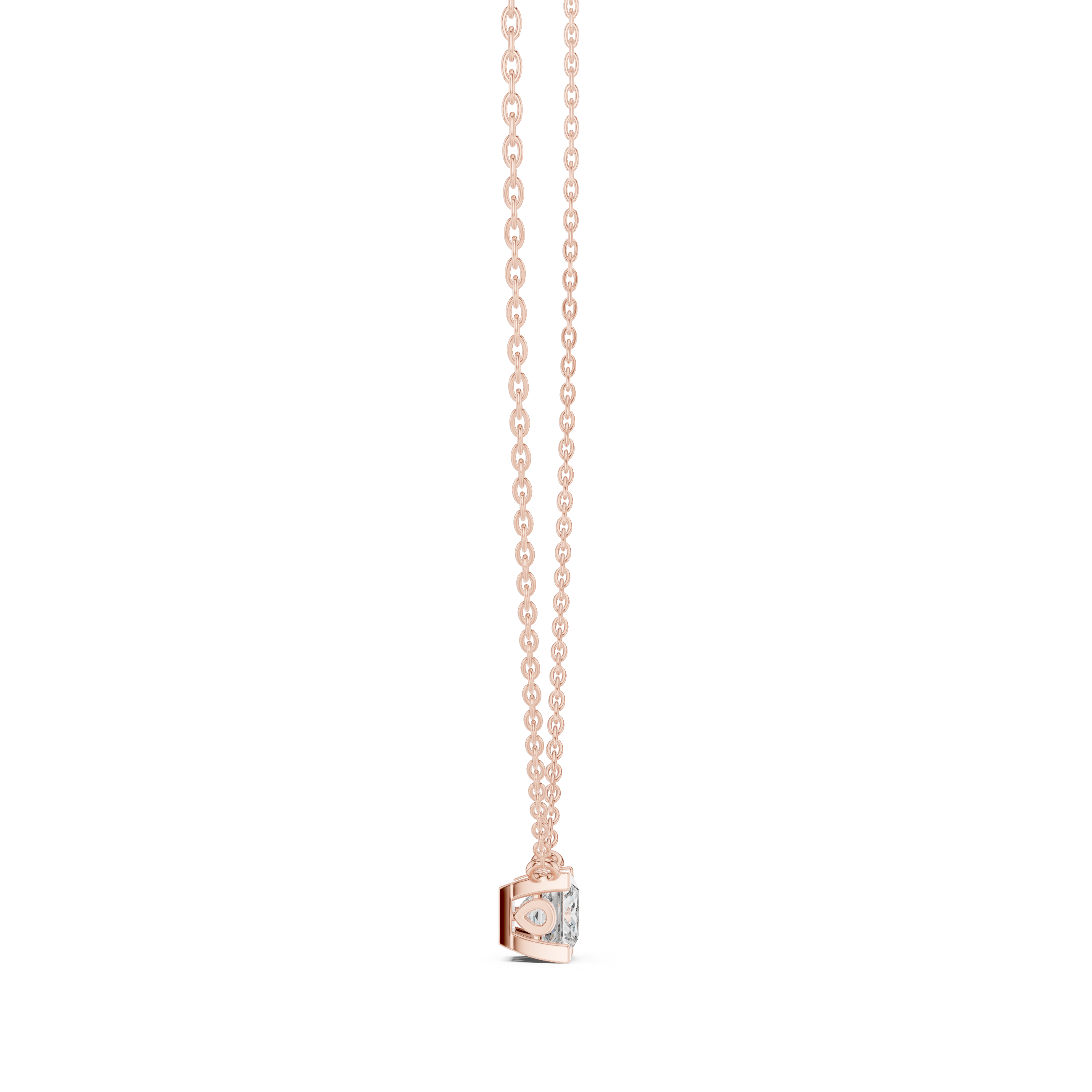 Modern Geometric Diamond Pendant Necklace in Rose Gold