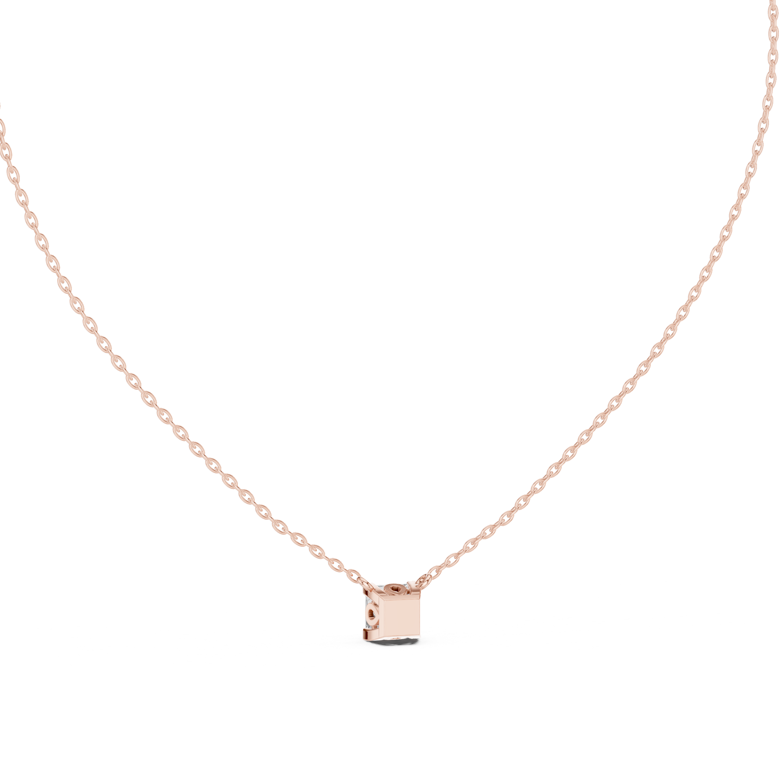Modern Geometric Diamond Pendant Necklace in Rose Gold