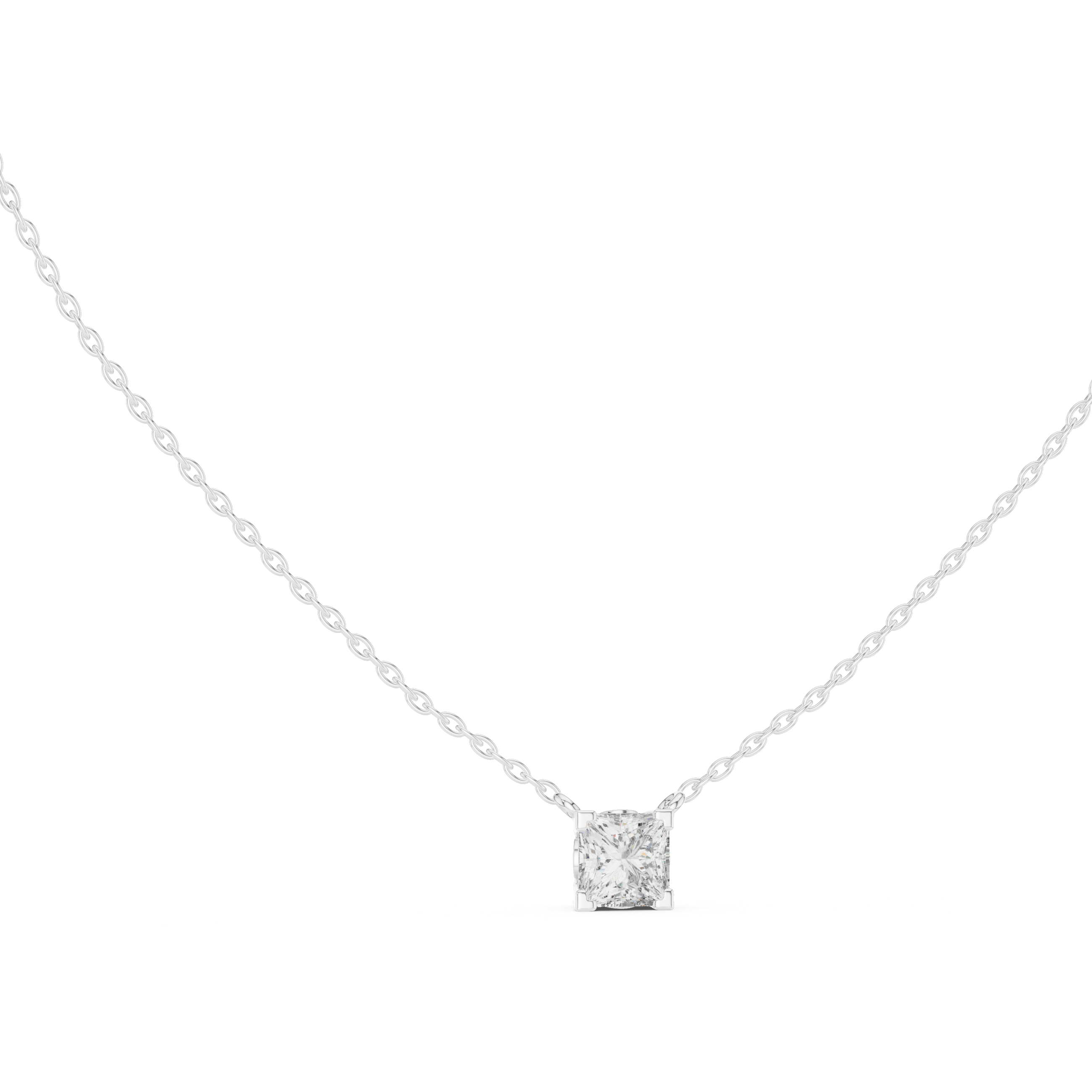 Modern Geometric Diamond Pendant Necklace in Rose Gold