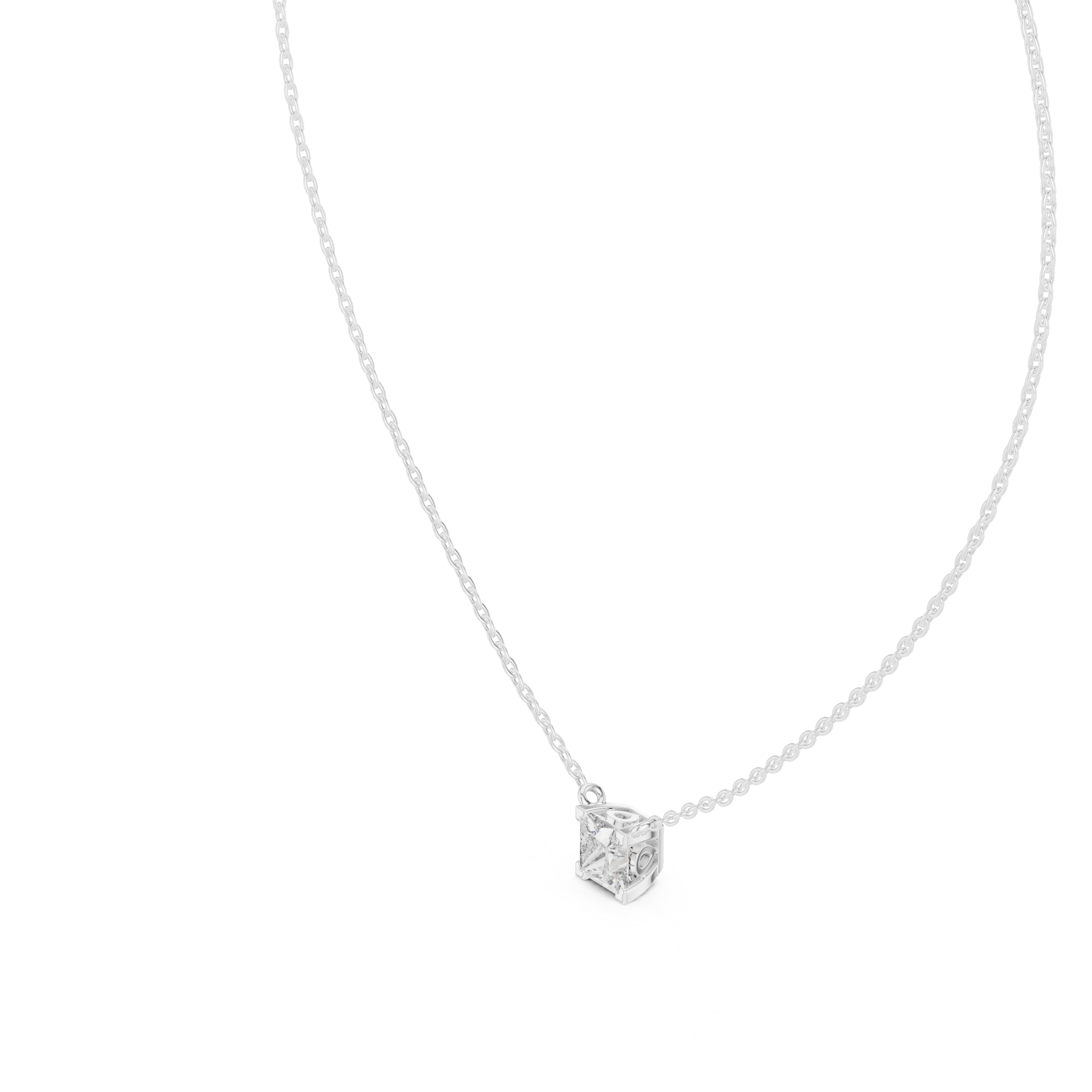 Modern Geometric Diamond Pendant Necklace in Rose Gold
