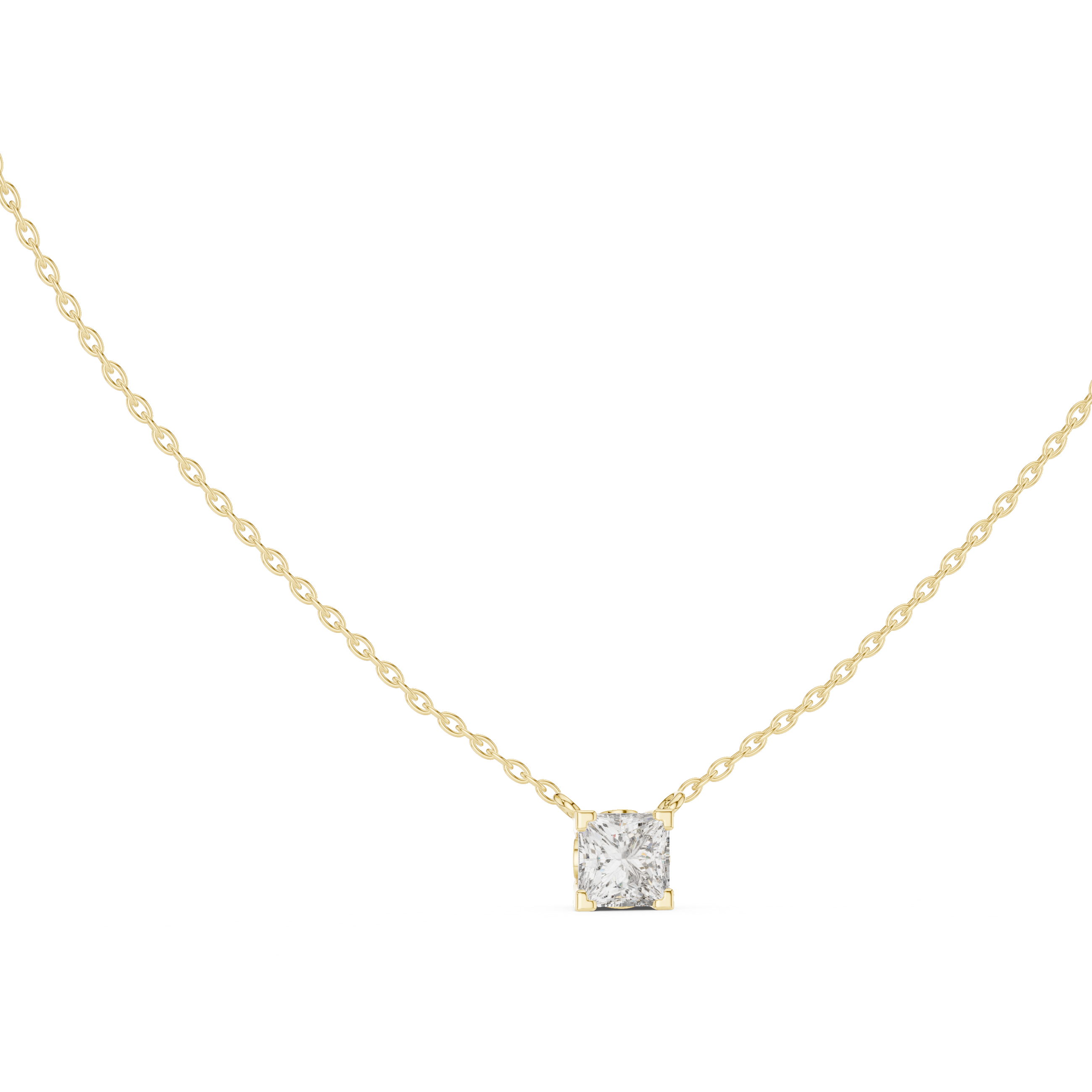 Modern Geometric Diamond Pendant Necklace in Rose Gold