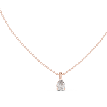 Teardrop Solitaire Diamond Pendant Necklace in Rose Gold