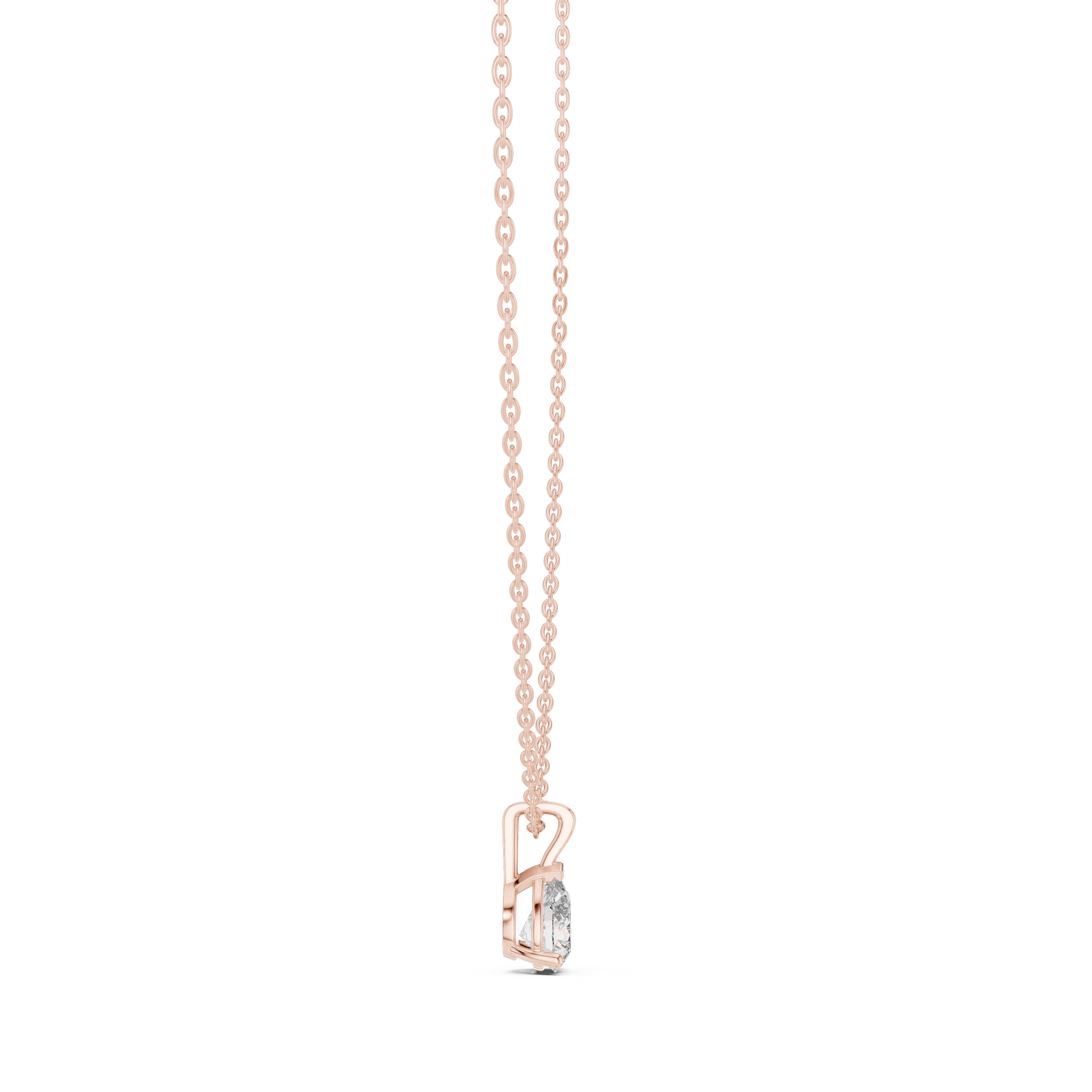 Teardrop Solitaire Diamond Pendant Necklace in Rose Gold