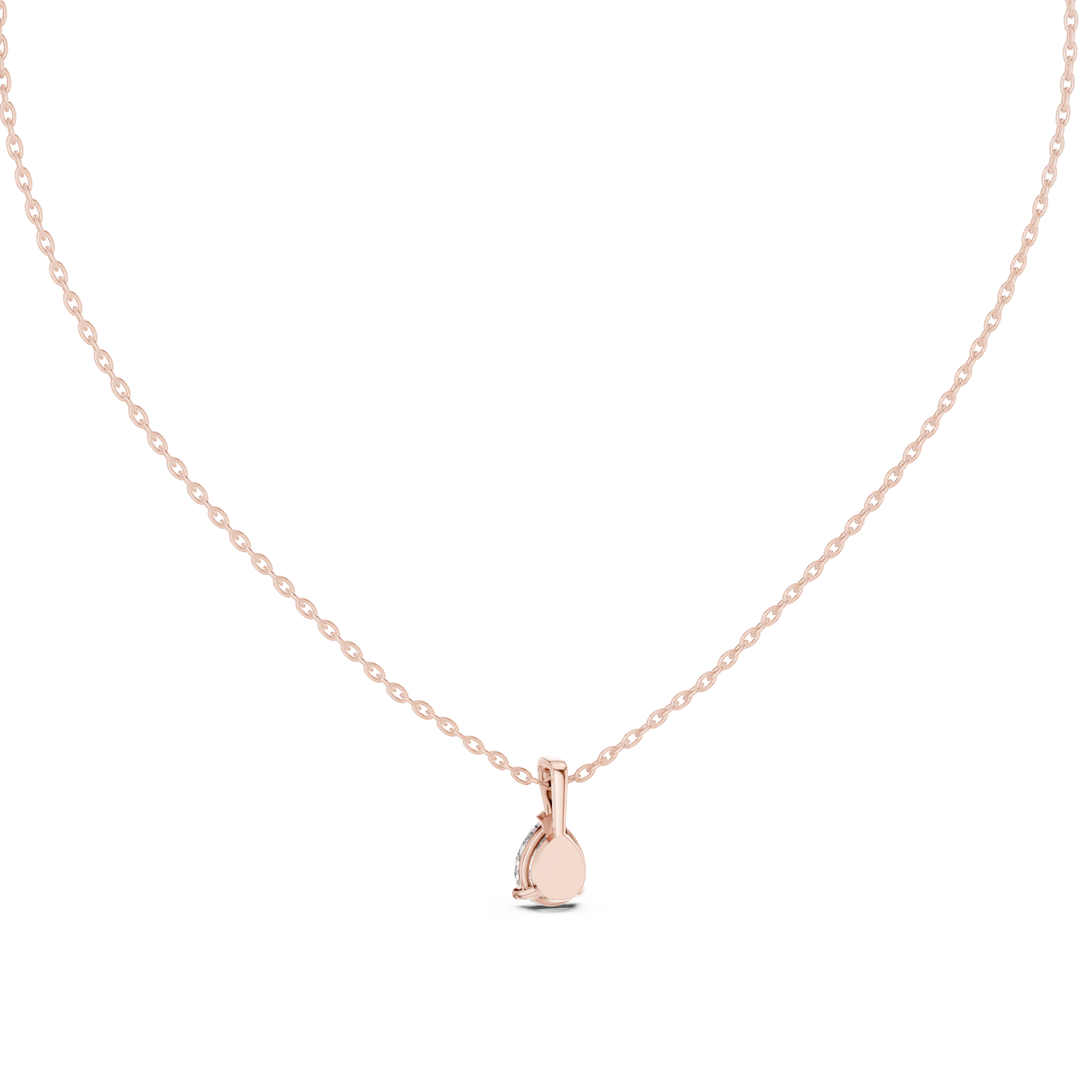 Teardrop Solitaire Diamond Pendant Necklace in Rose Gold