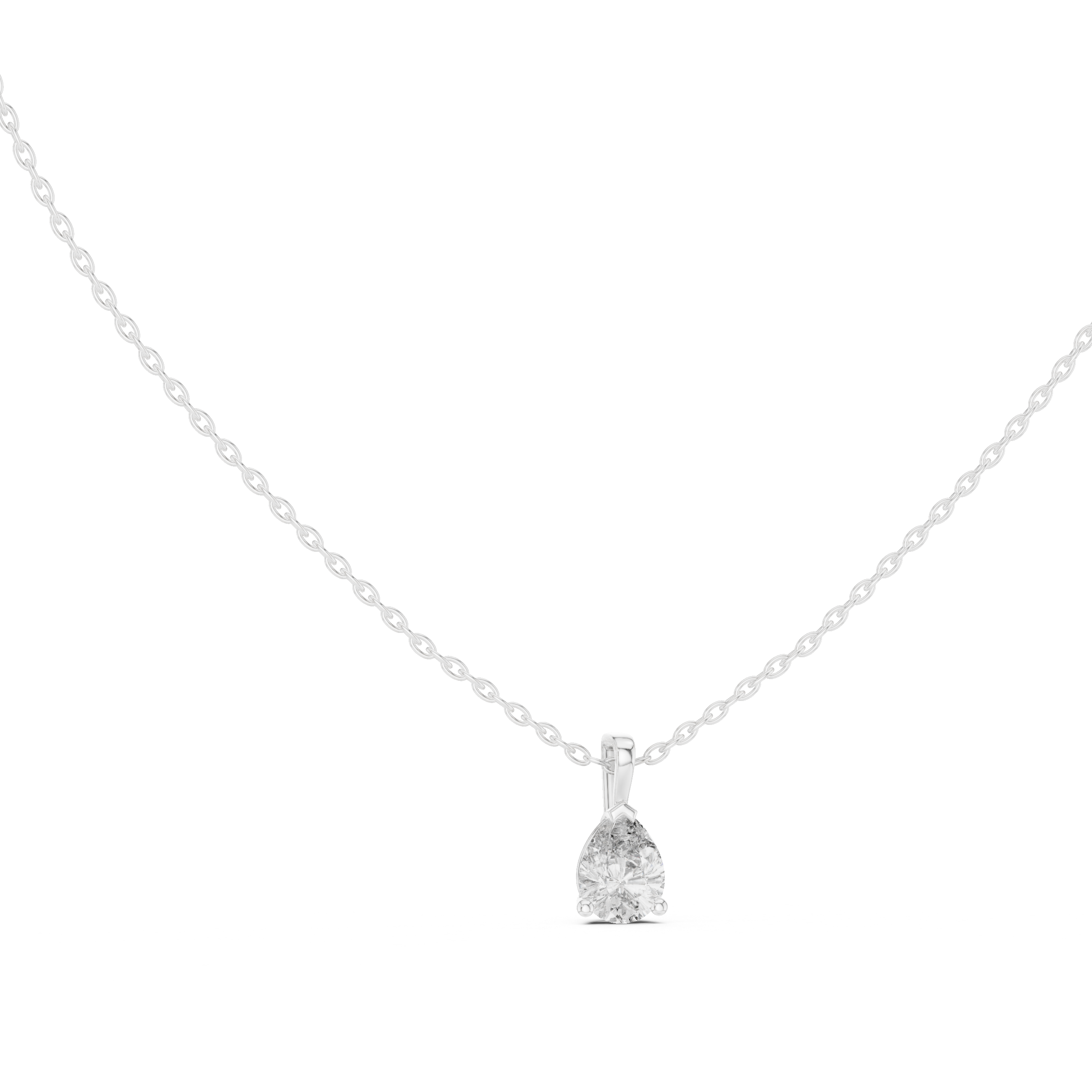 Teardrop Solitaire Diamond Pendant Necklace in Rose Gold