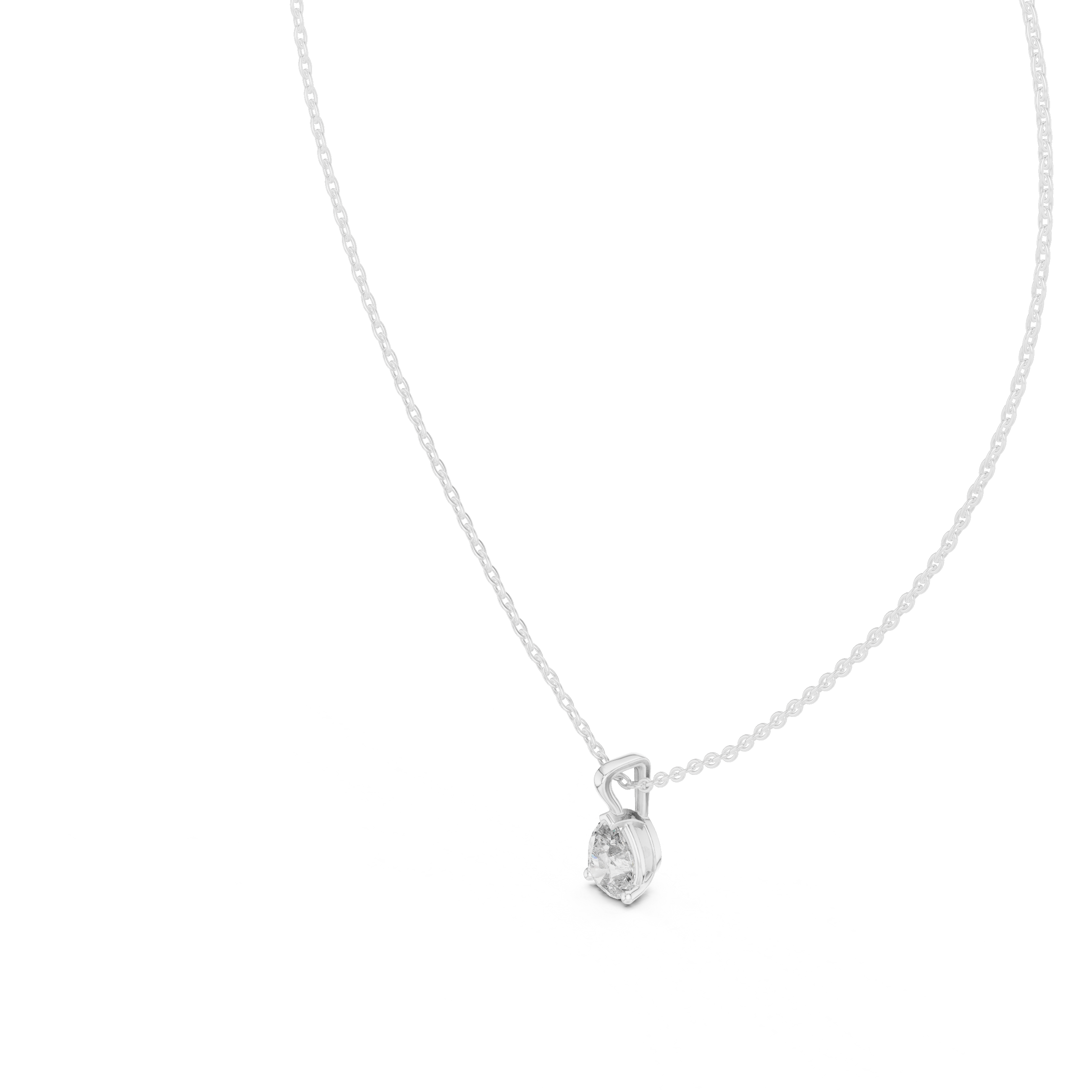 Teardrop Solitaire Diamond Pendant Necklace in Rose Gold