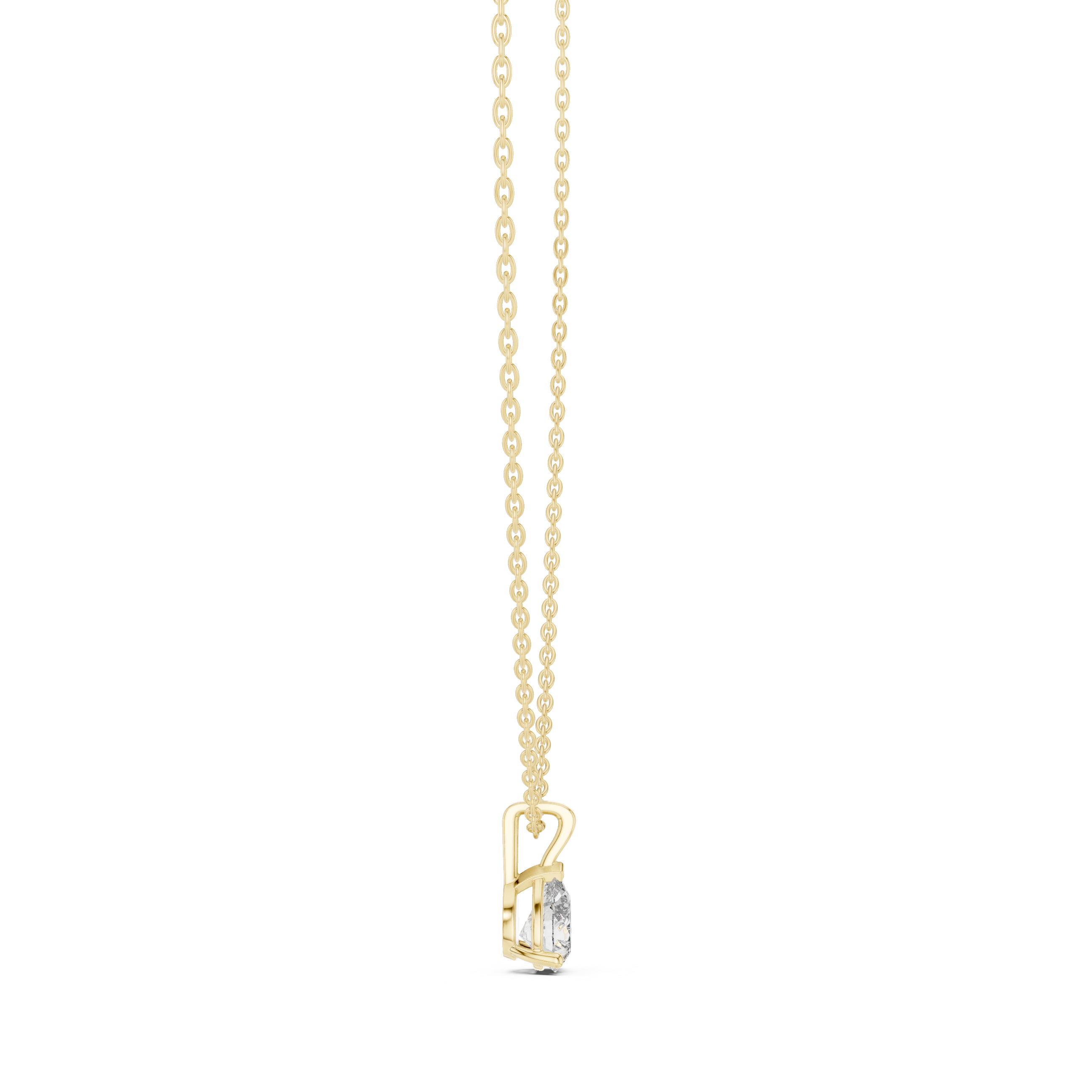 Teardrop Solitaire Diamond Pendant Necklace in Rose Gold