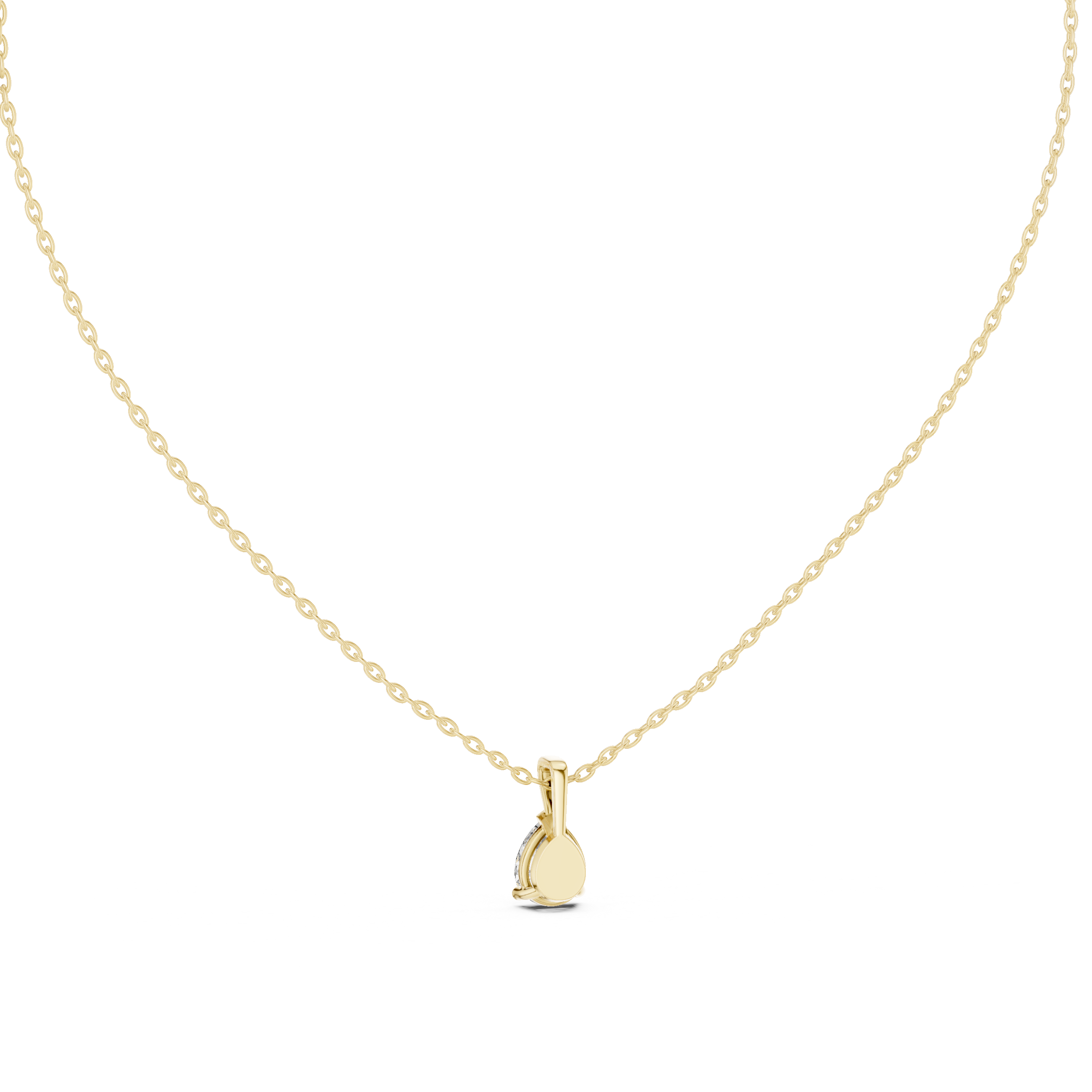 Teardrop Solitaire Diamond Pendant Necklace in Rose Gold