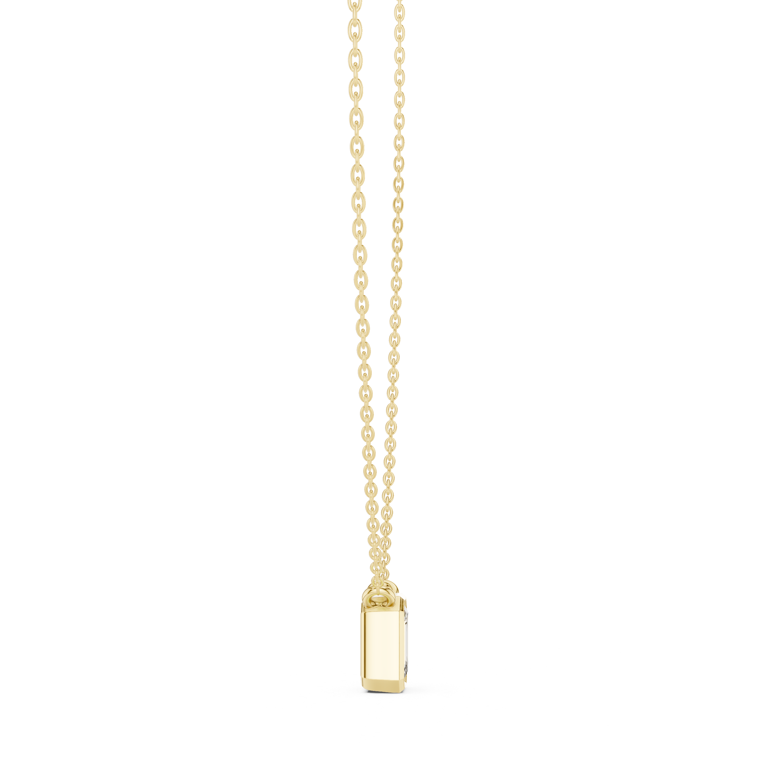 Emerald Cut Bezel Diamond Pendant Necklace in Rose Gold