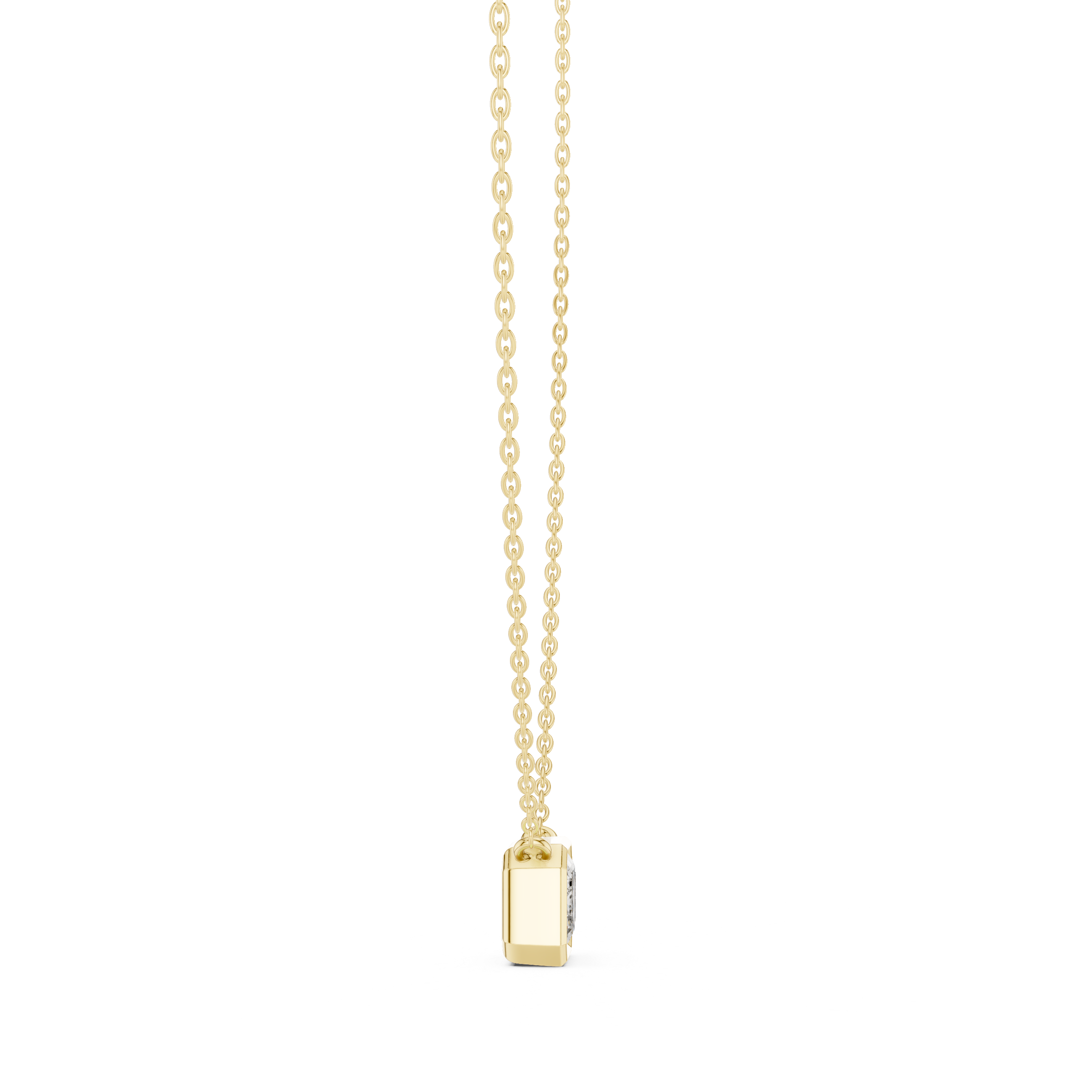 Octagon Emerald Cut Diamond Pendant Necklace in Rose Gold