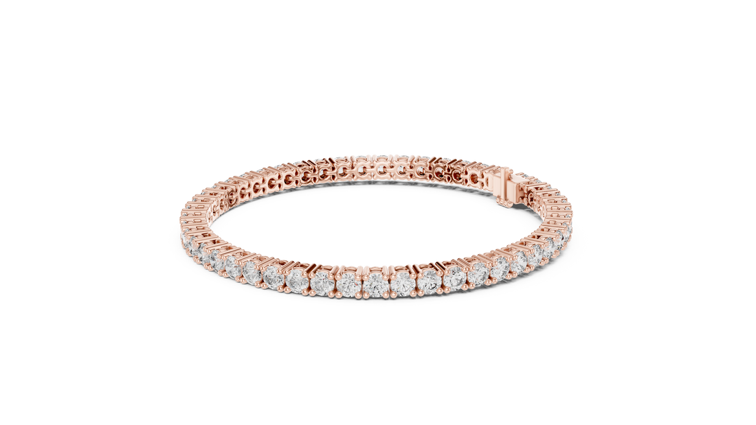 Rose Gold Classic Moissanite Tennis Bracelet – Fine Round-Cut Diamond Elegance